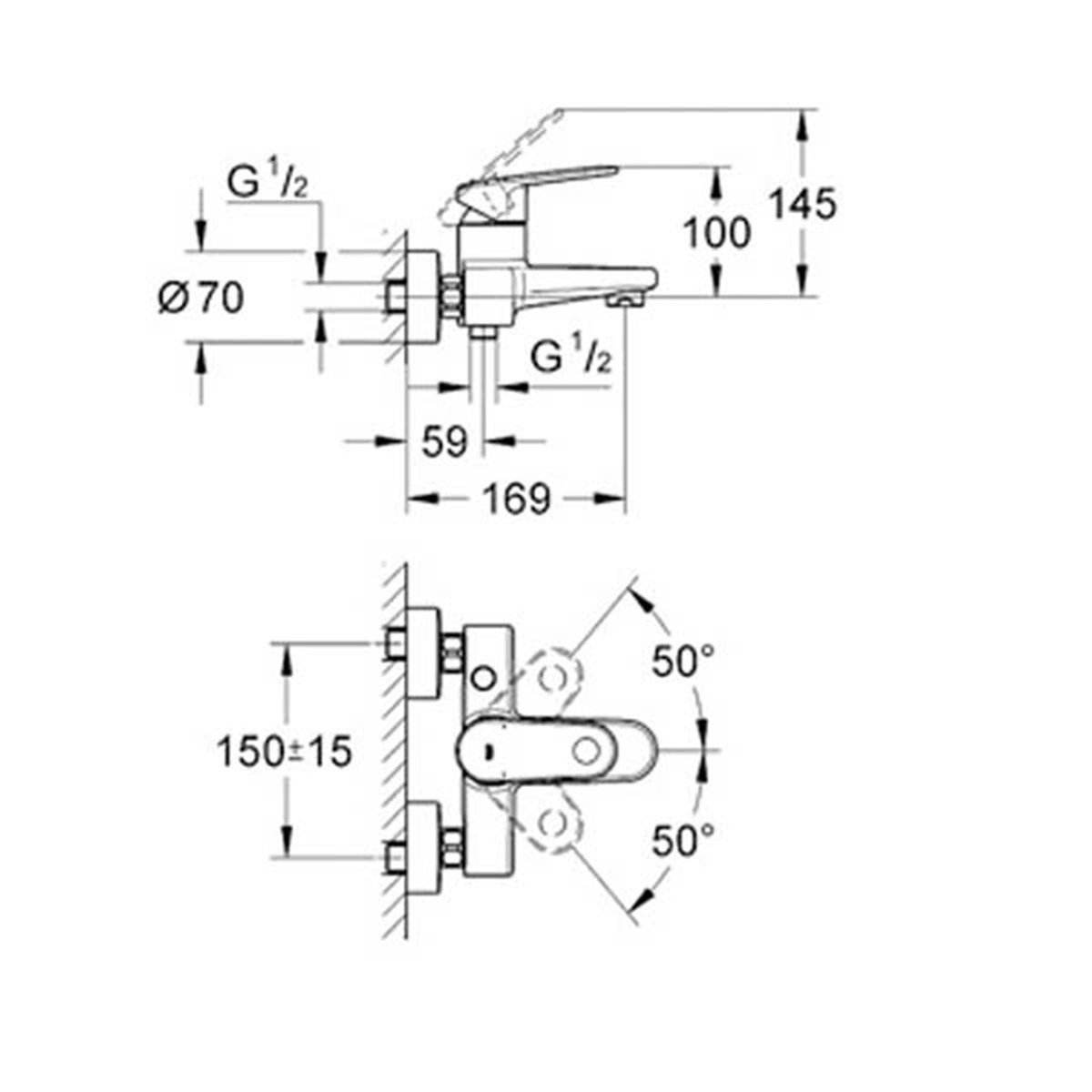 Grohe Europlus Tek Kumandalı Banyo Bataryası