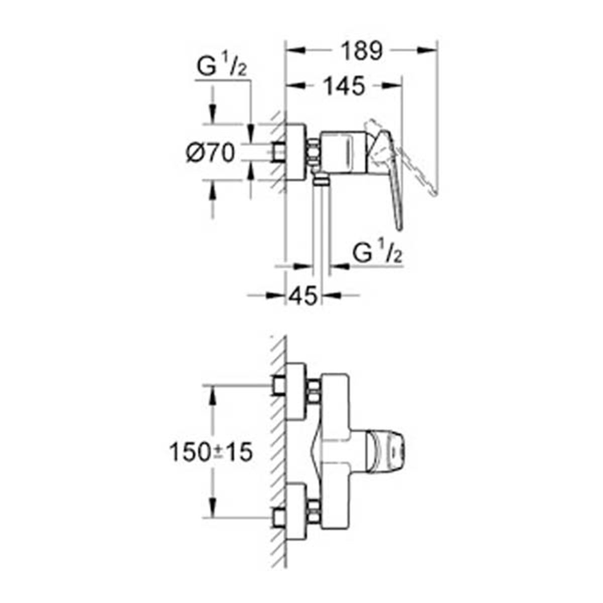Grohe Europlus Tek Kumandalı Duş Bataryası