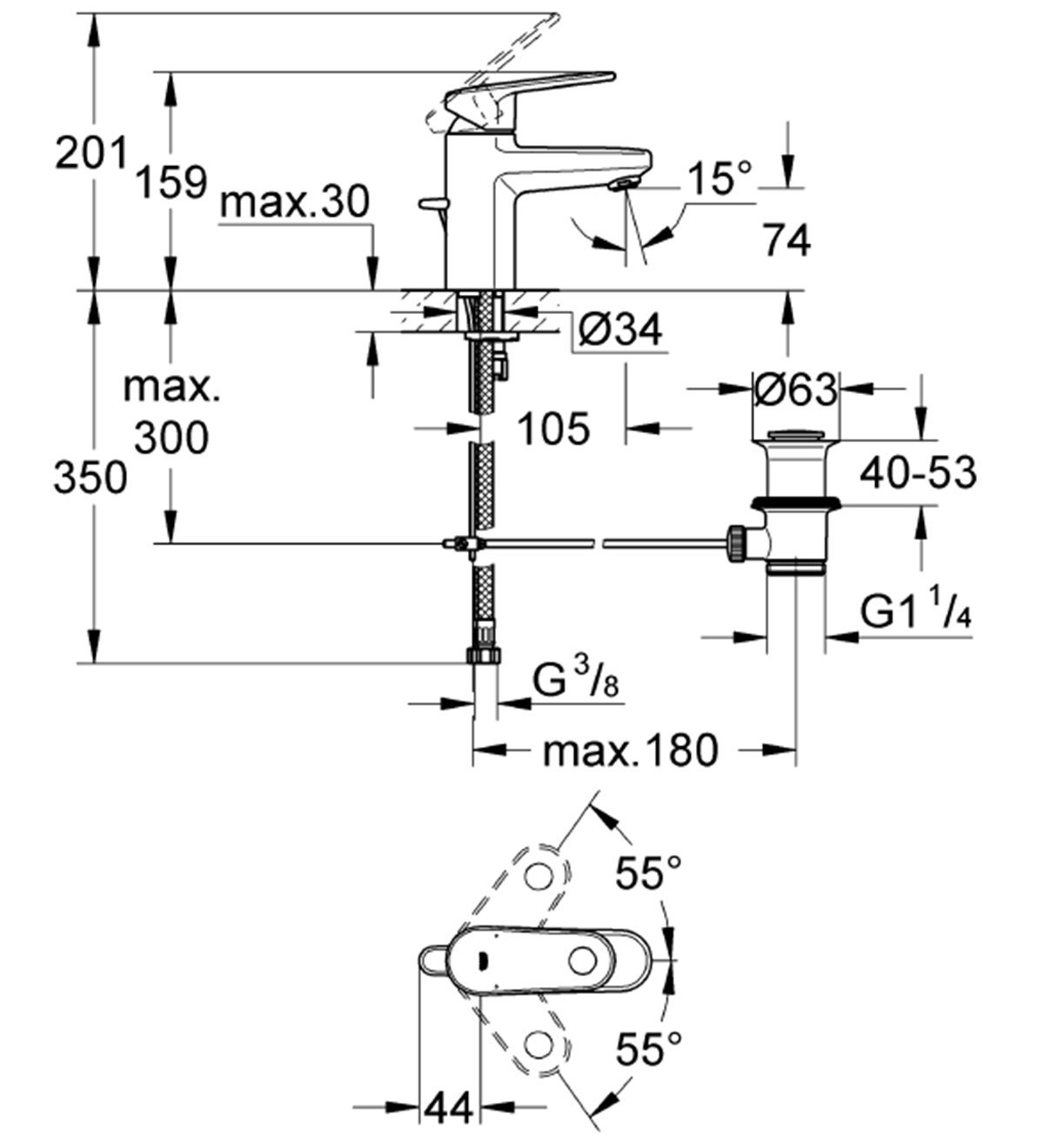 Grohe Europlus Tek Kumandalı Lavabo Bataryası