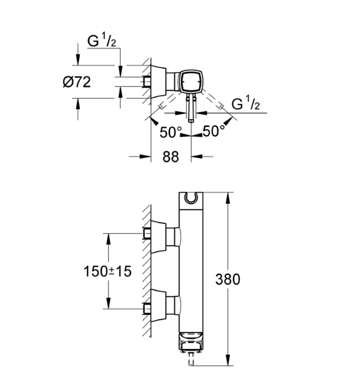 Grohe Grandera Tek Kumandalı Duş Bataryası Krom Altın