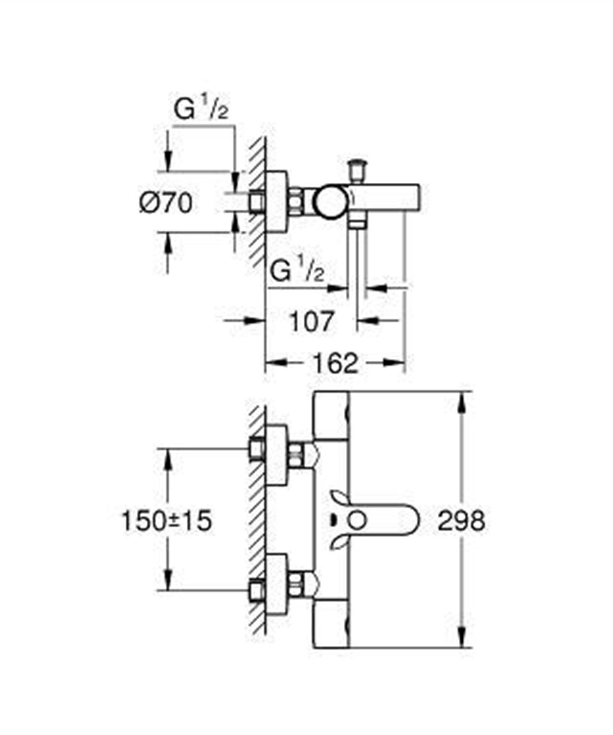 Grohe Grohtherm 1000 Cosmopolitan Termostatik Banyo Bataryası