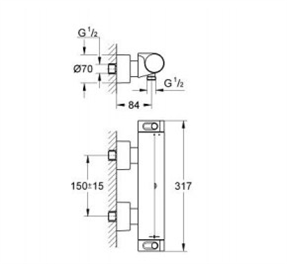 Grohe Grohtherm 2000 Termostatik duş bataryası