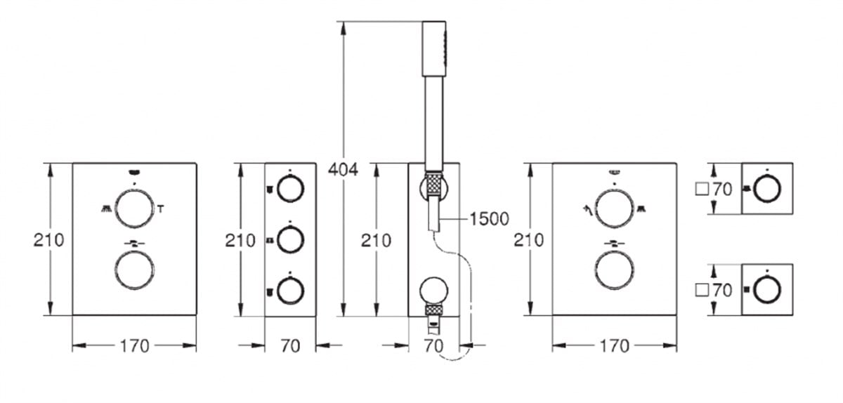 Grohe Grohtherm F F40“ İçin Hazır Ankastre Termostatik Batarya Seti