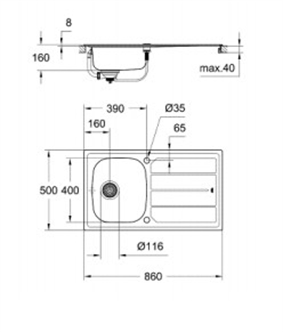 Grohe K200 Damlalıklı paslanmaz çelik eviye