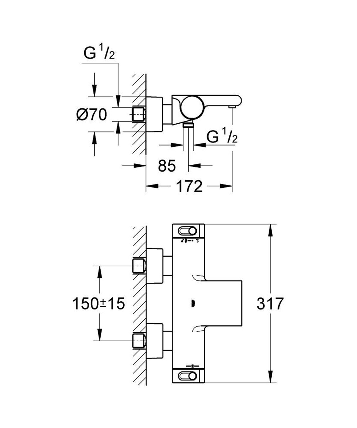 Grohe Termostatik Batarya Set (Grohtherm2000 + Power & Soul 130)