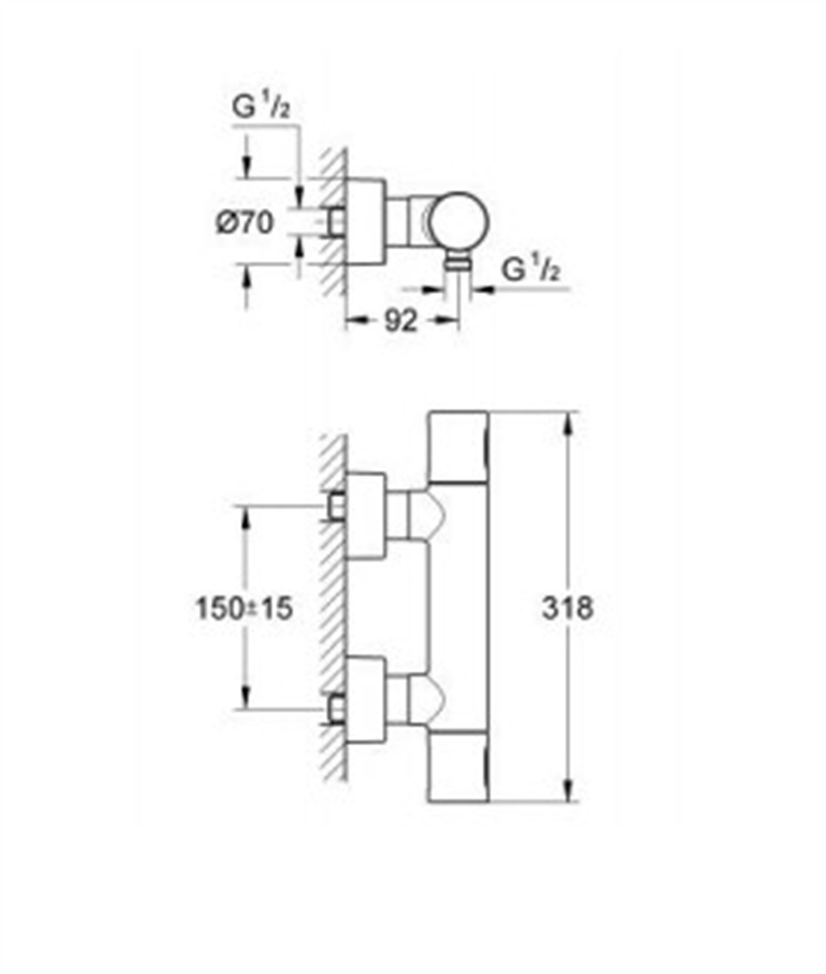 Grohtherm 3000 Cosmopolitan Termostatik duş bataryası