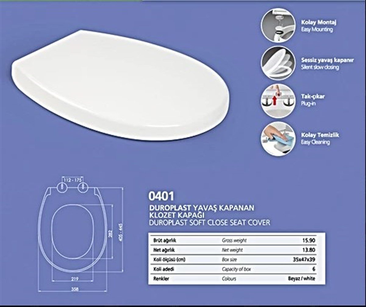 Nkp Akdeniz Duroplast Klozet Kapağı Yavaş Kapanır 