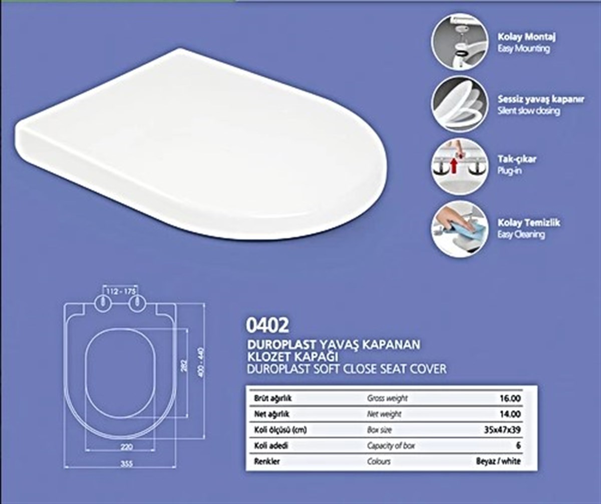 Nkp Elegance Duroplast Klozet Kapağı Yavaş Kapanır