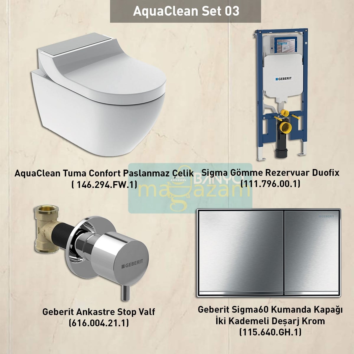 Sigma Gömme Rezervuar, AquaClean Klozet Seti Sigma 60 Krom