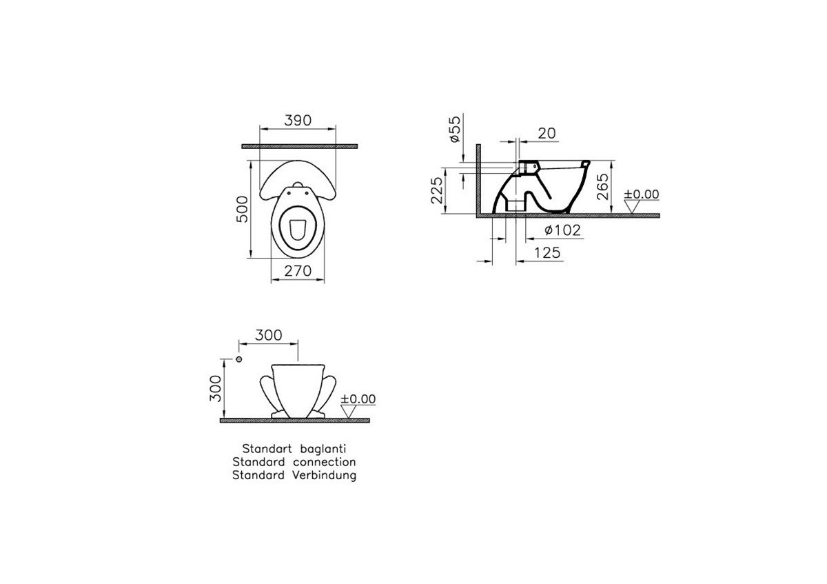 Viitra Kurbağa Klozet 50cm Alttan Çıkışlı Açık Yeşil