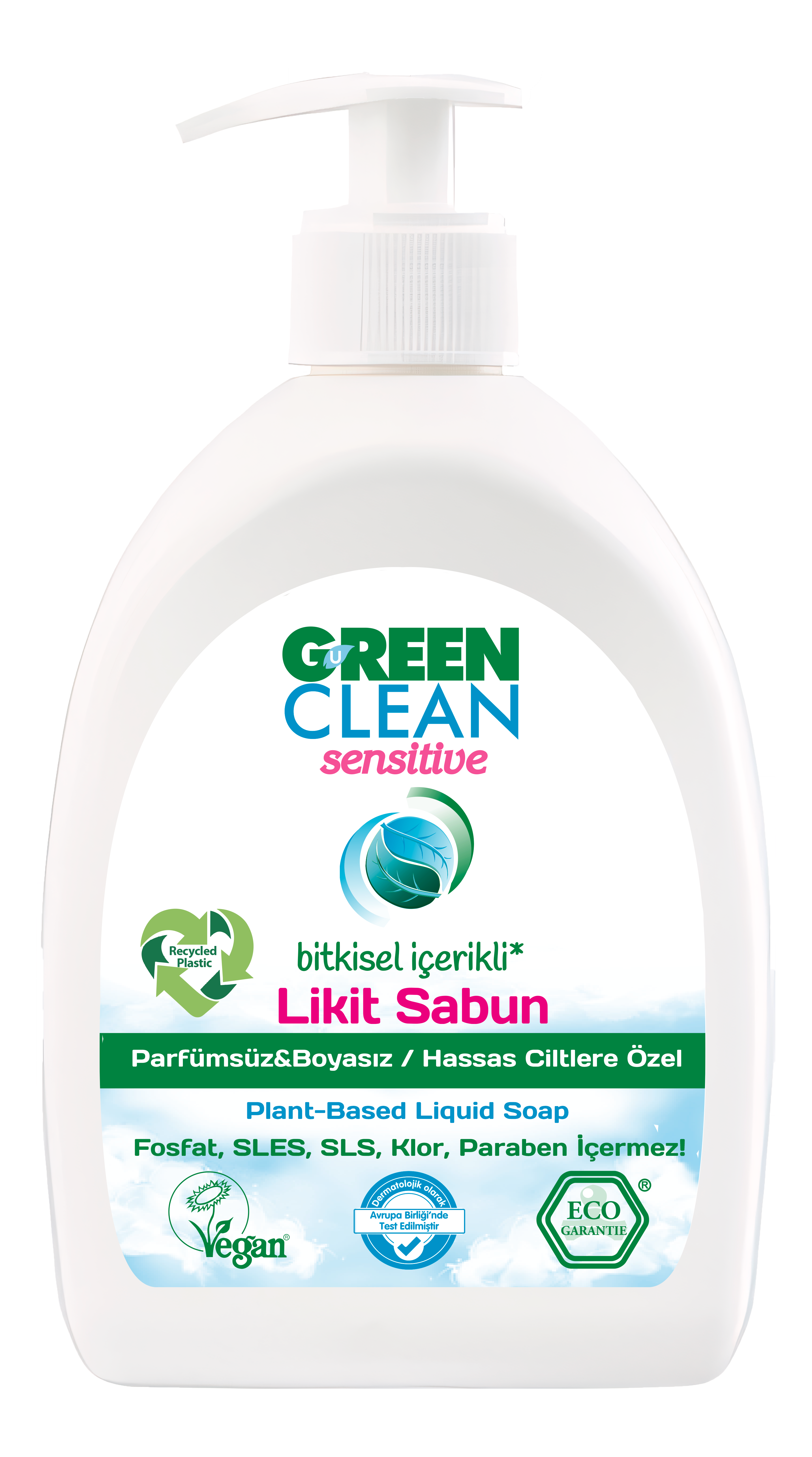 Green Clean Bitkisel Likit Sabun Parfümsüz Ve Boyasız 500 Ml
