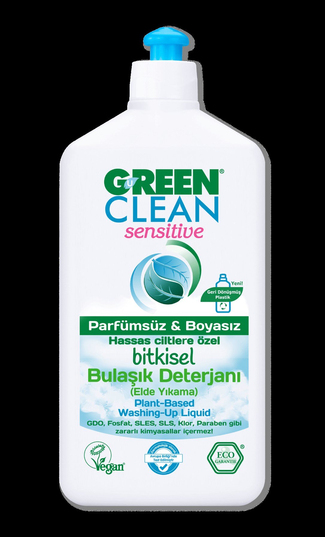 Green Clean Sensitive Bitkisel Bulaşık Deterjanı Parfümsüz Ve Boyasız 500 Ml