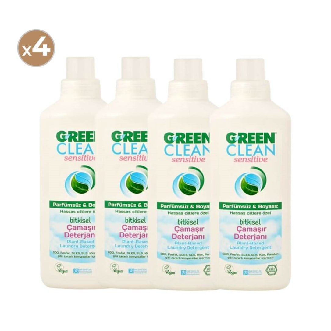 Green Clean Sensitive Bitkisel Çamaşır Deterjanı 1000 ml (4'lü Paket)