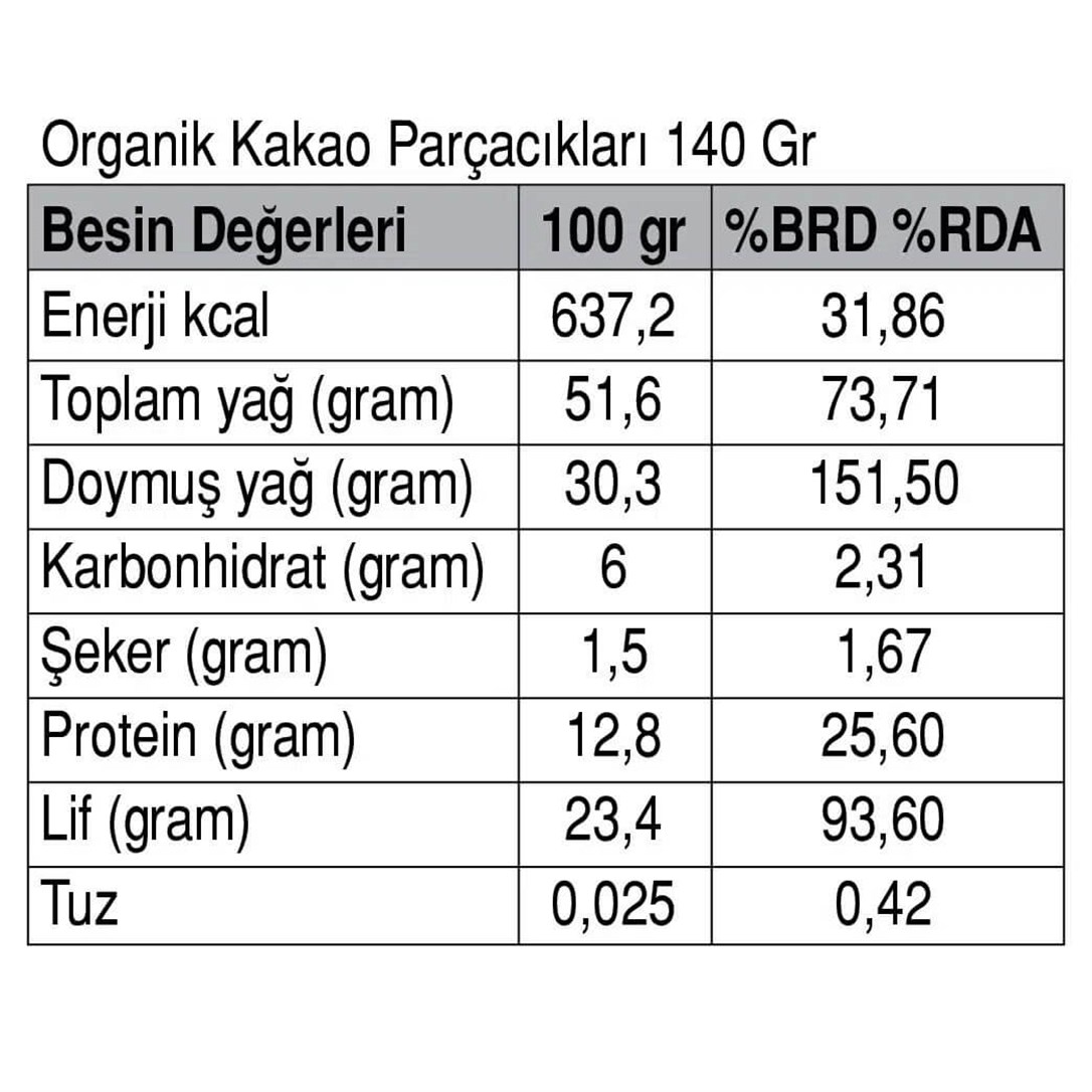 Güzel Ada Gıda Organik Kakao Parçacıkları 140 Gr