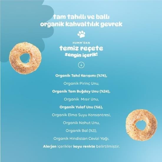 Humm Organik Tam Tahıllı ve Ballı Kahvaltılık Gevrek 80 G
