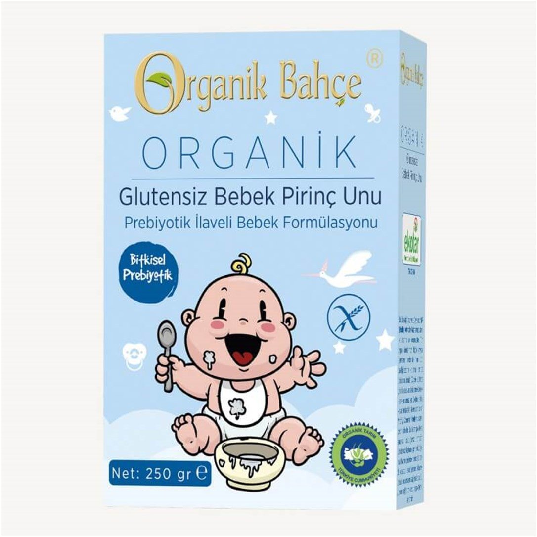 Organik Bahçe Organik Glutensiz Bebek Pirinç Unu Prebiyotik İlaveli 250 Gr