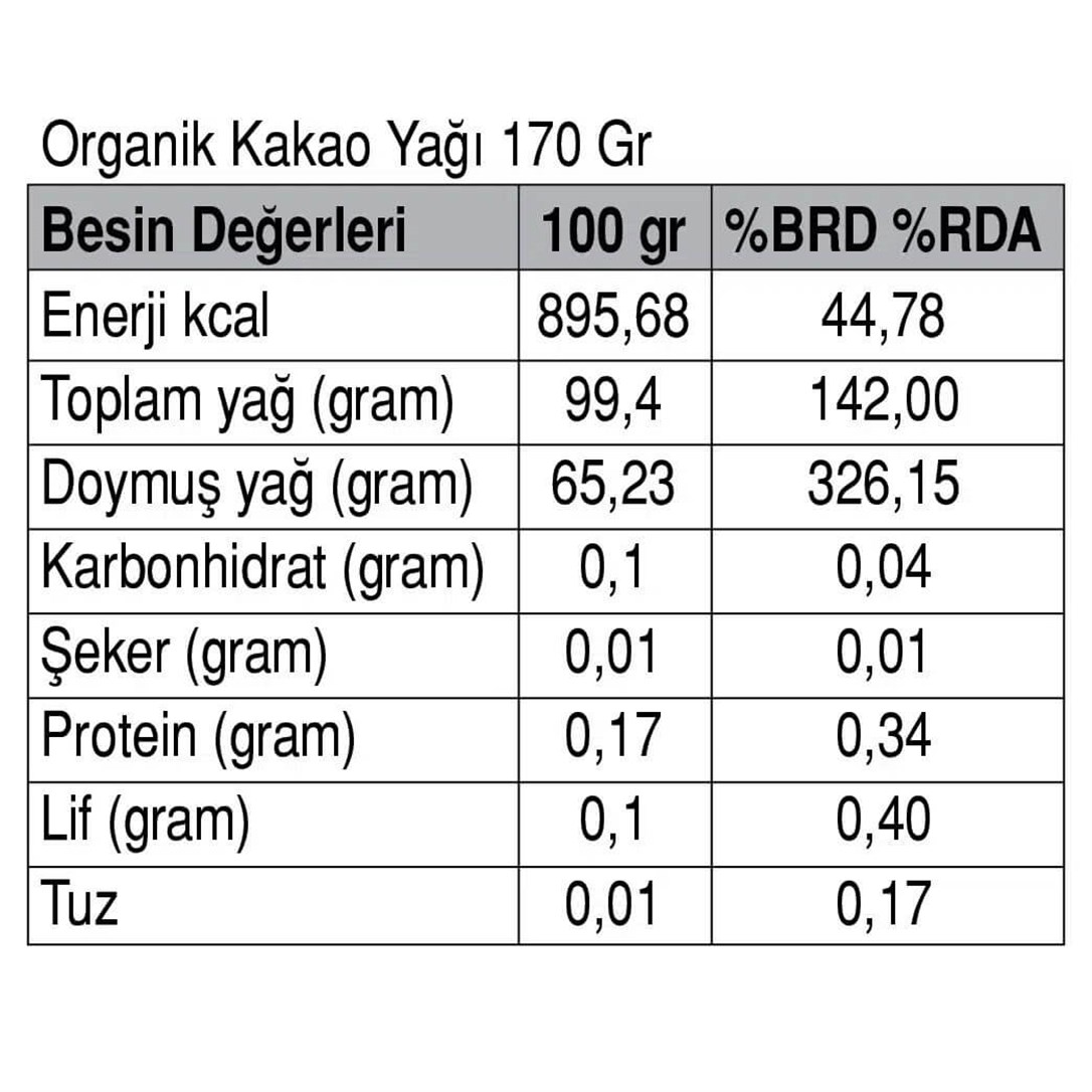 Organik Kakao Yağı 170 g Güzel Ada Gıda