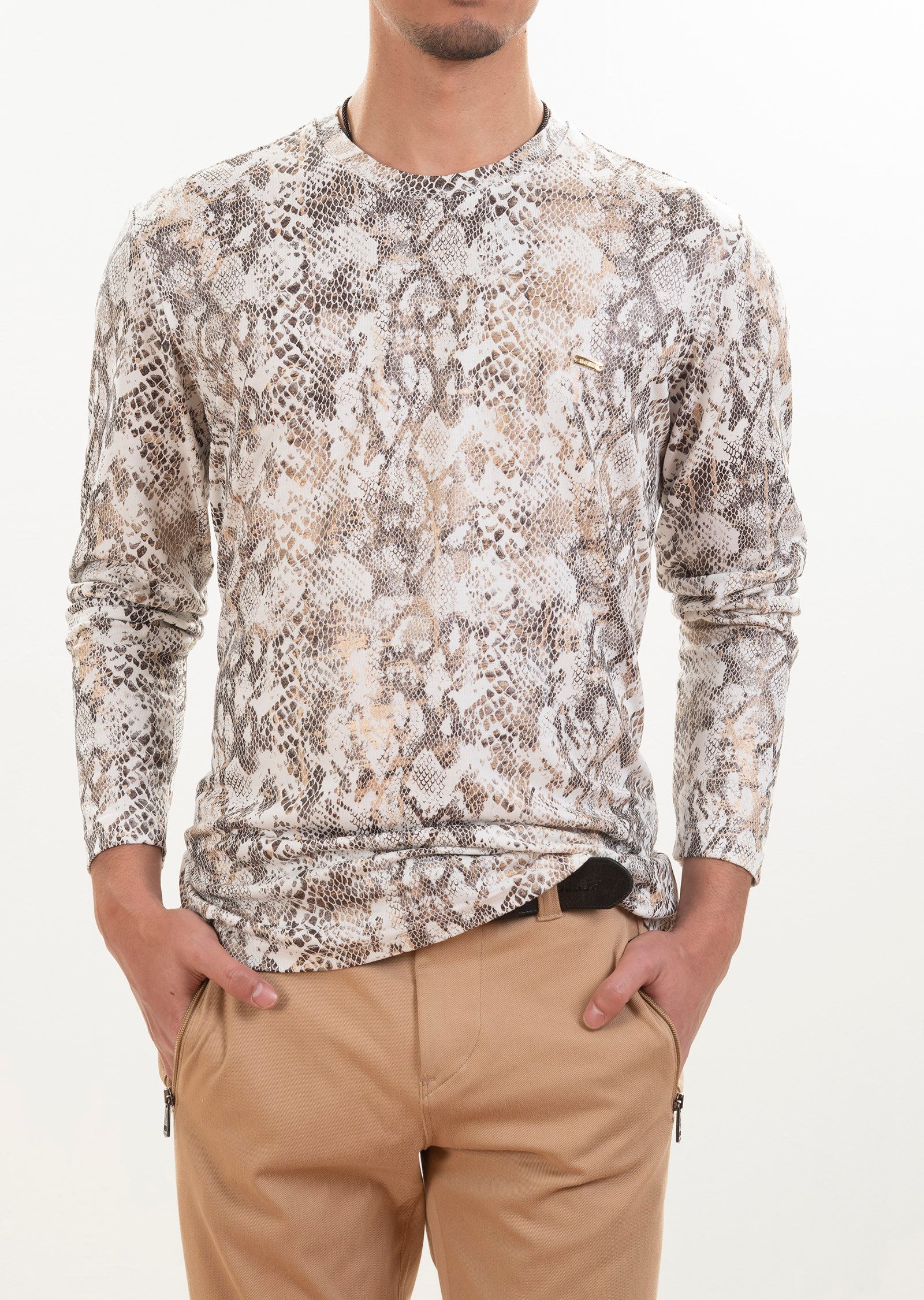 Beyaz Gold Desenli Sweatshirt