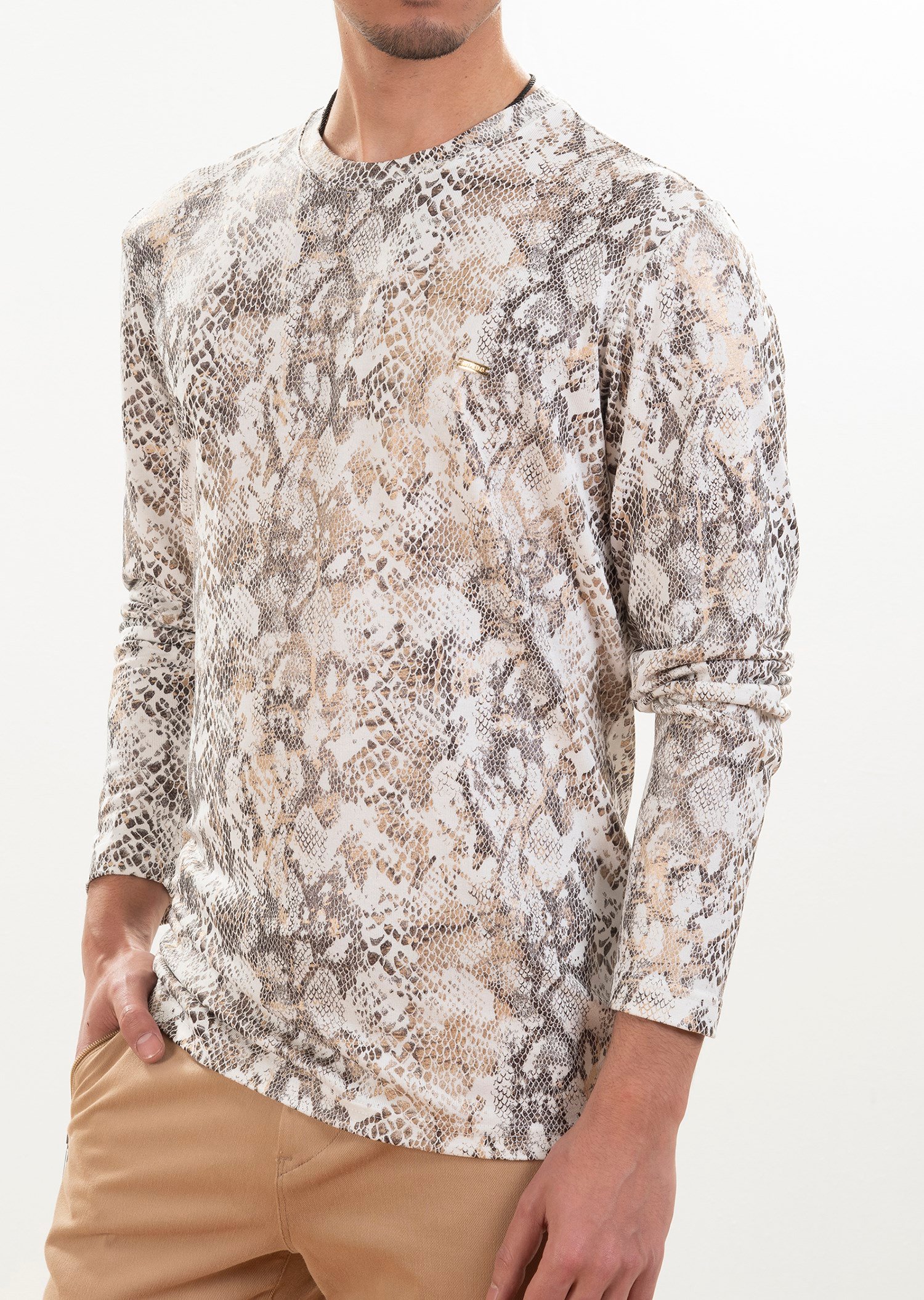 Beyaz Gold Desenli Sweatshirt