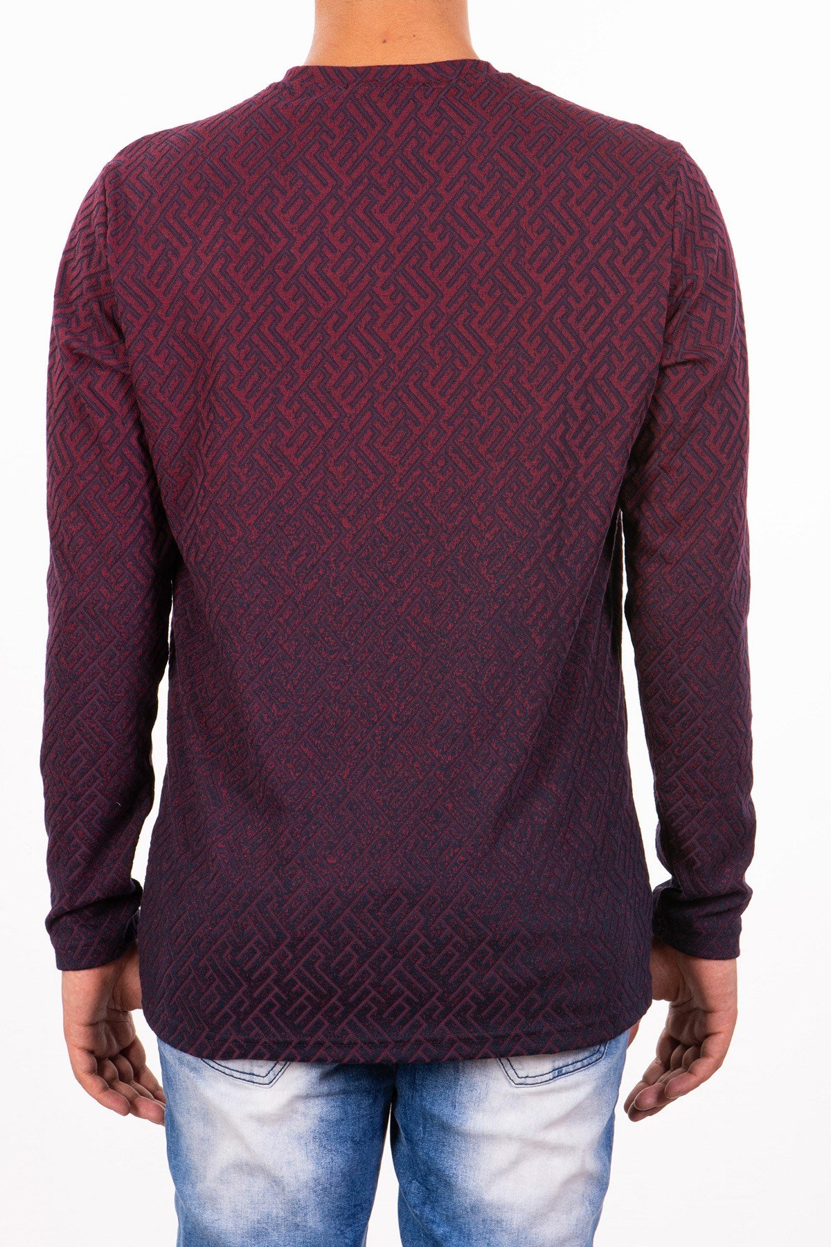 DESENLİ BORDO-LACİVERT SWEATSHİRT