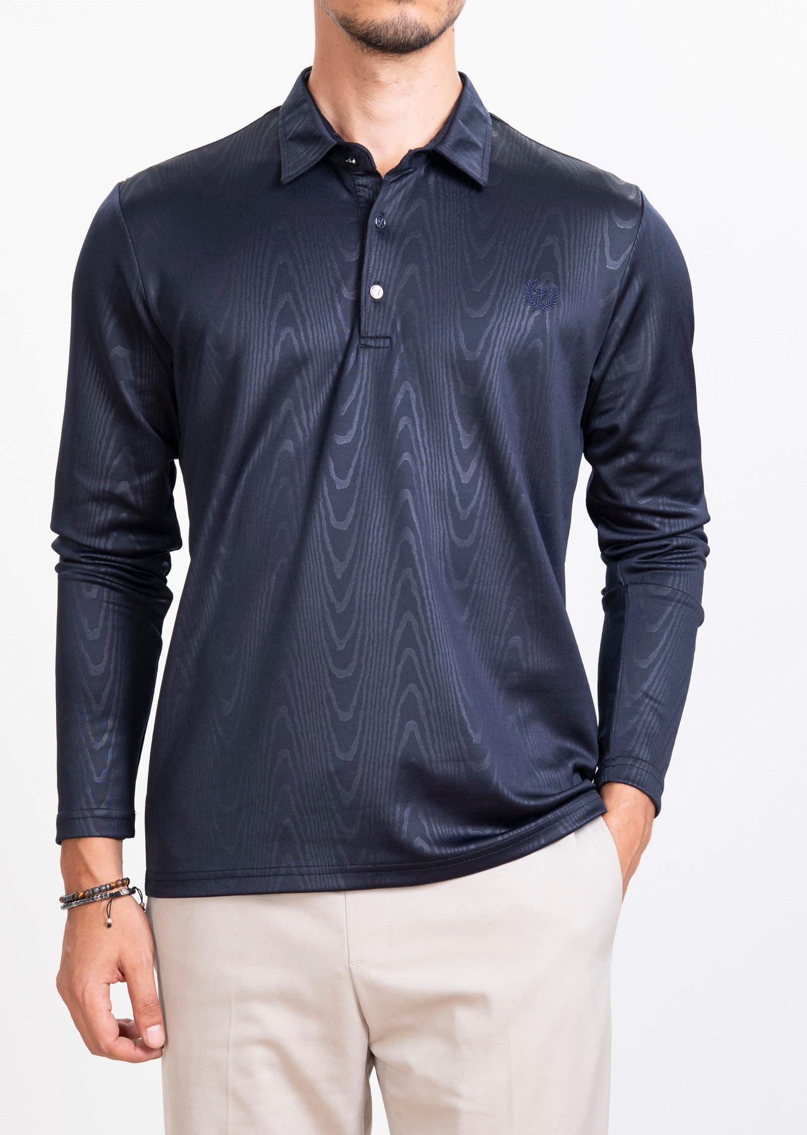 Dokulu Polo Yaka Lacivert Sweatshirt
