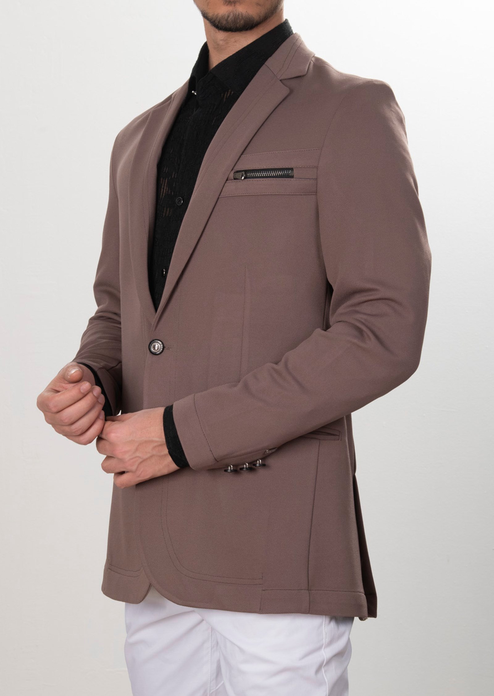 Fermuar Detaylı Blazer Ceket