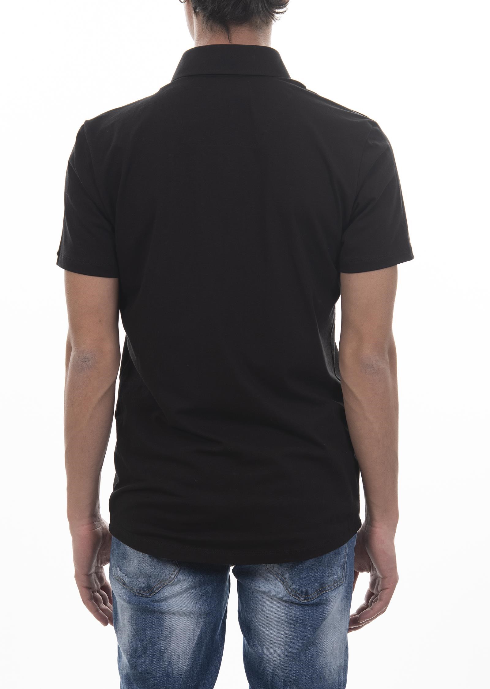 Fermuar Detaylı Siyah Polo Yaka T-Shirt