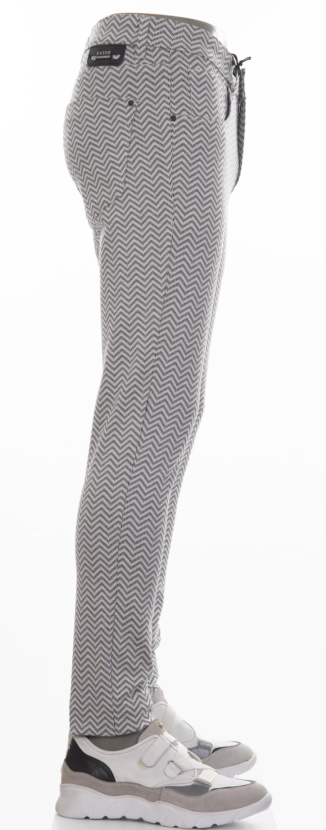 Gri Zigzag Desenli Pantolon
