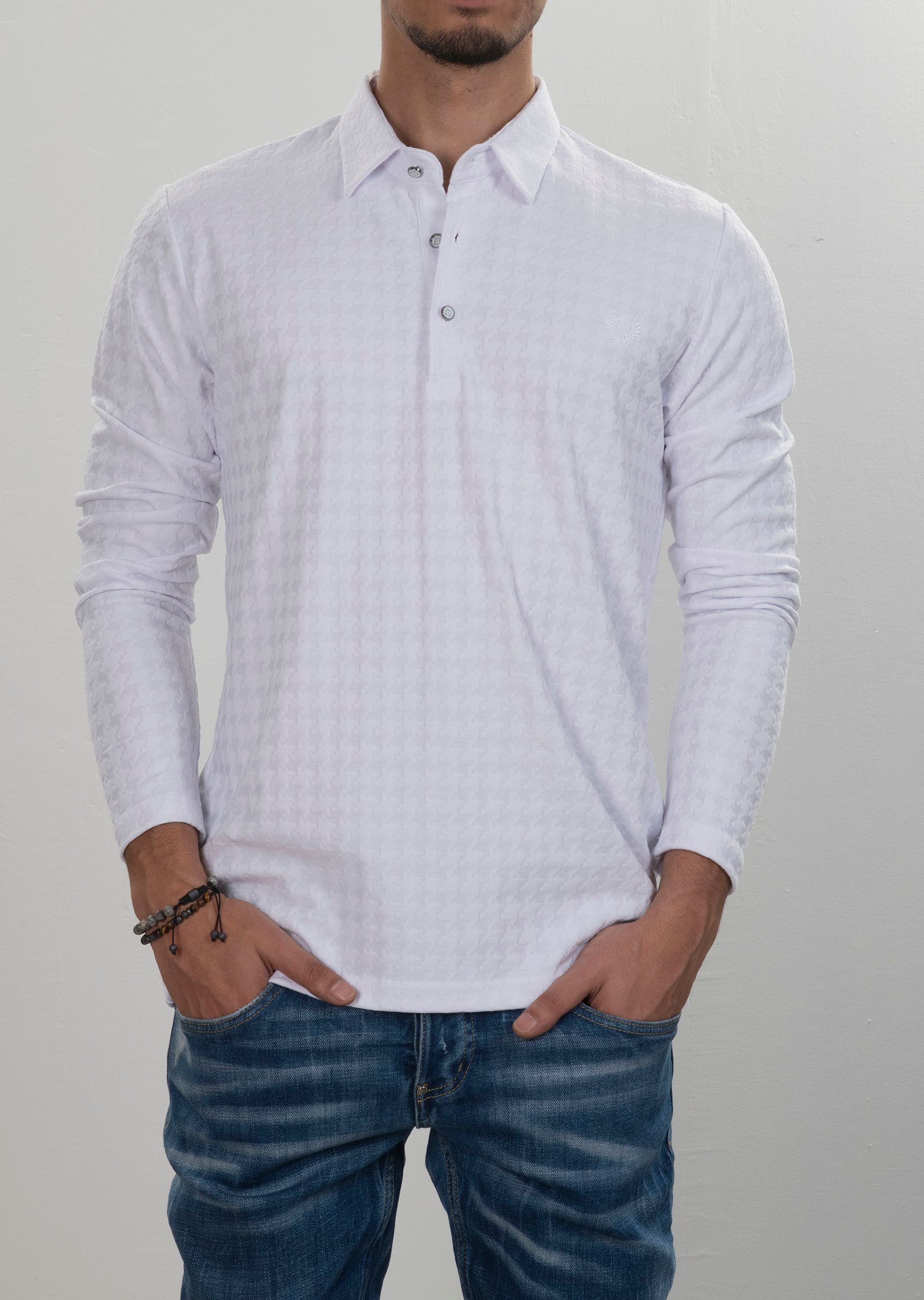 Kabartma Baskılı Beyaz Sweatshirt