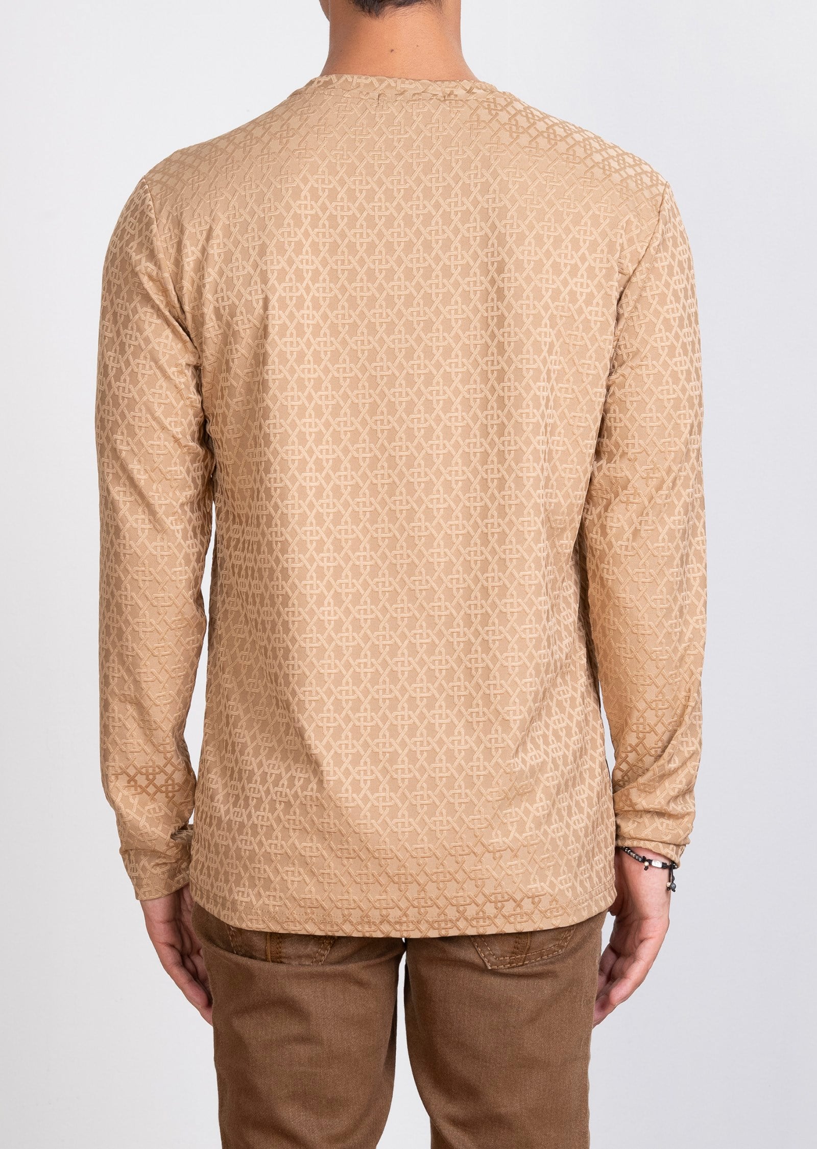 Kabartma Desenli Bej Sweatshirt