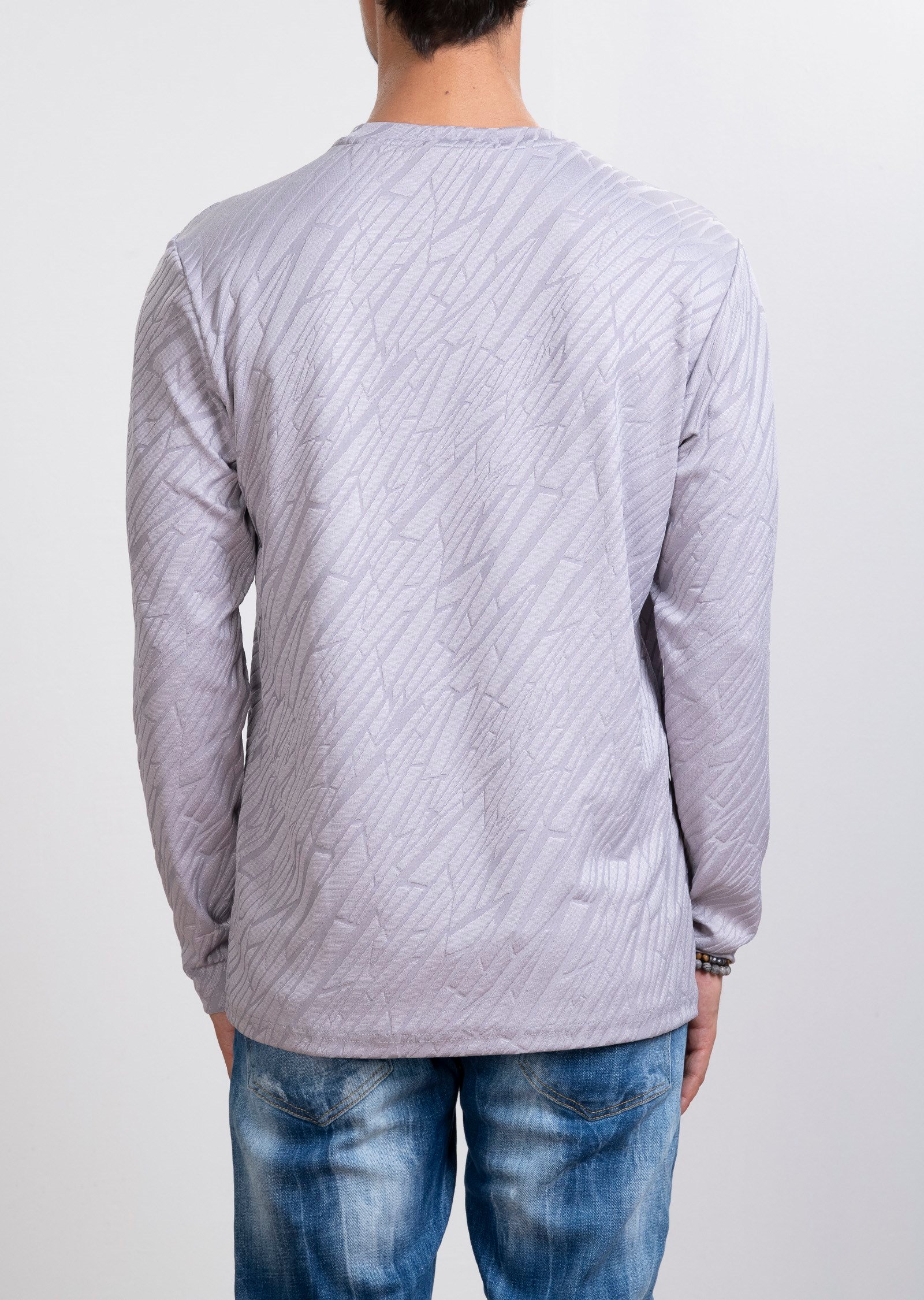 Kabartma Dokulu Gri Sweatshirt
