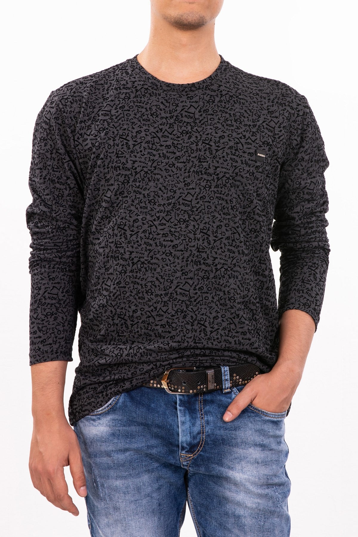 Karma Kabartma Desenli Sweatshirt