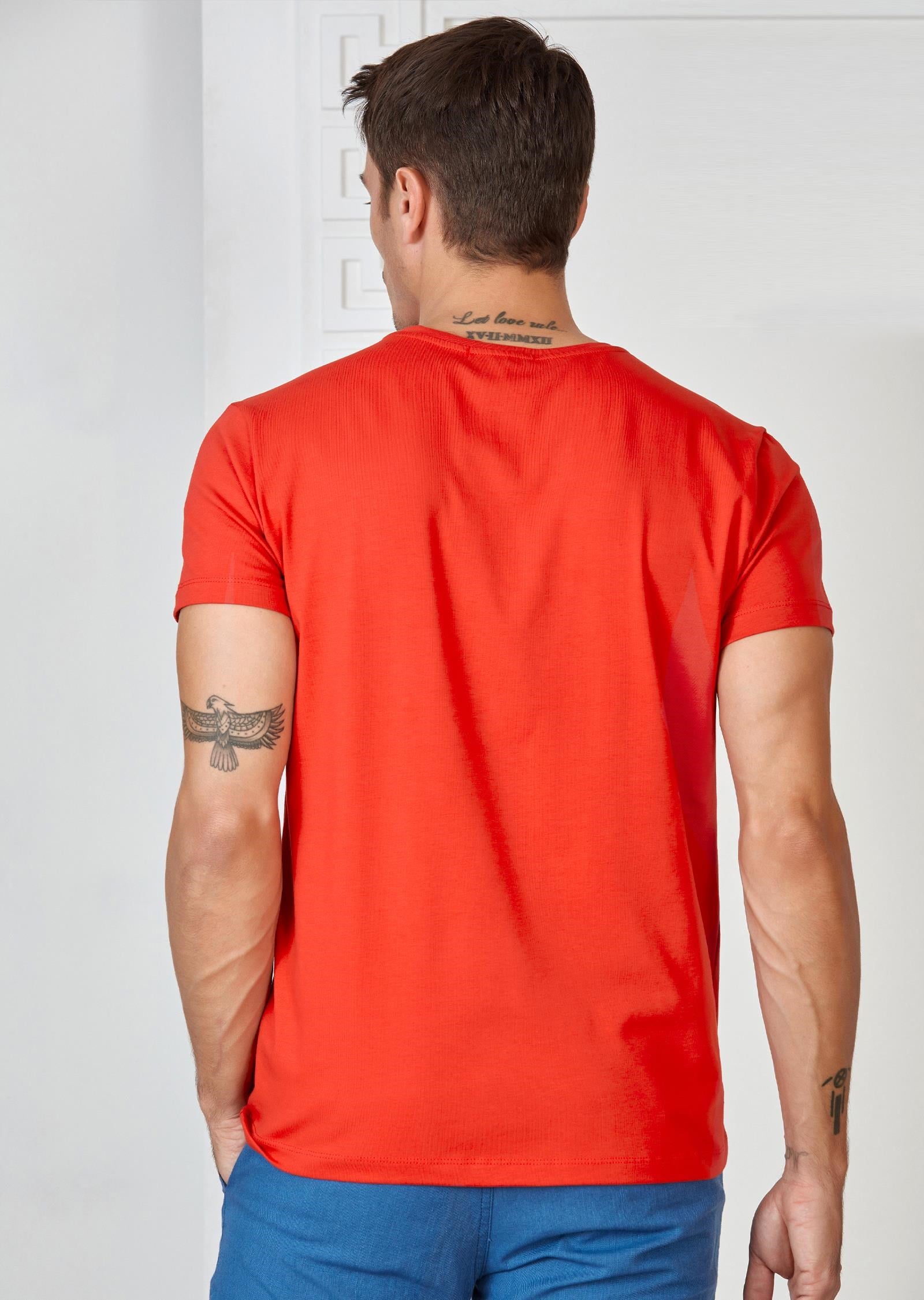 Kırmızı Basic V Yaka T-Shirt