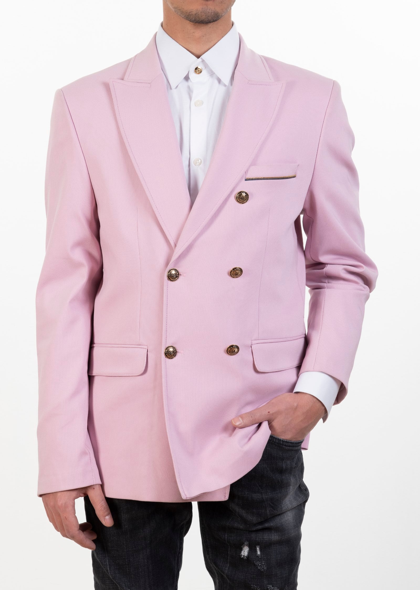 Kruvaze Pembe Ceket