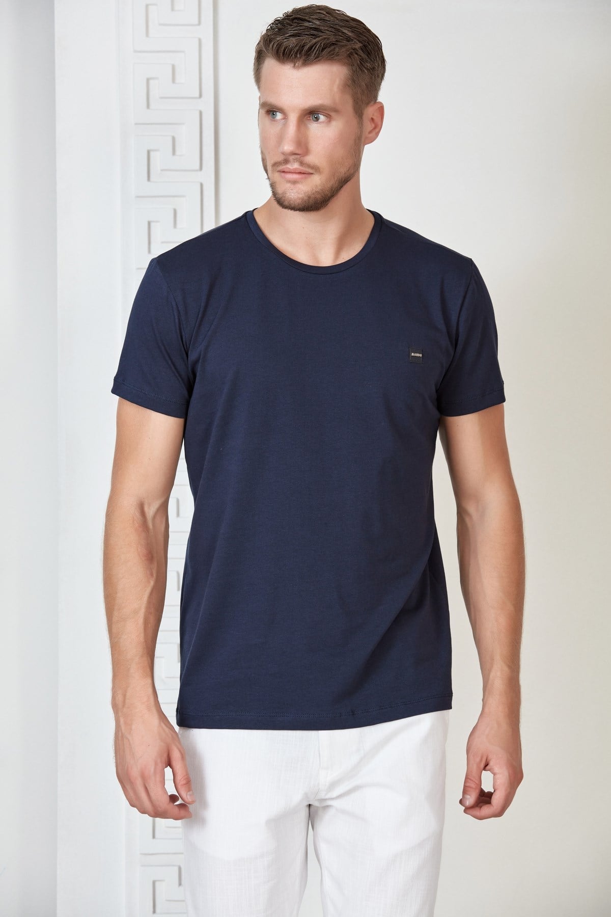 Lacivert Basic Bisiklet Yaka T-Shirt