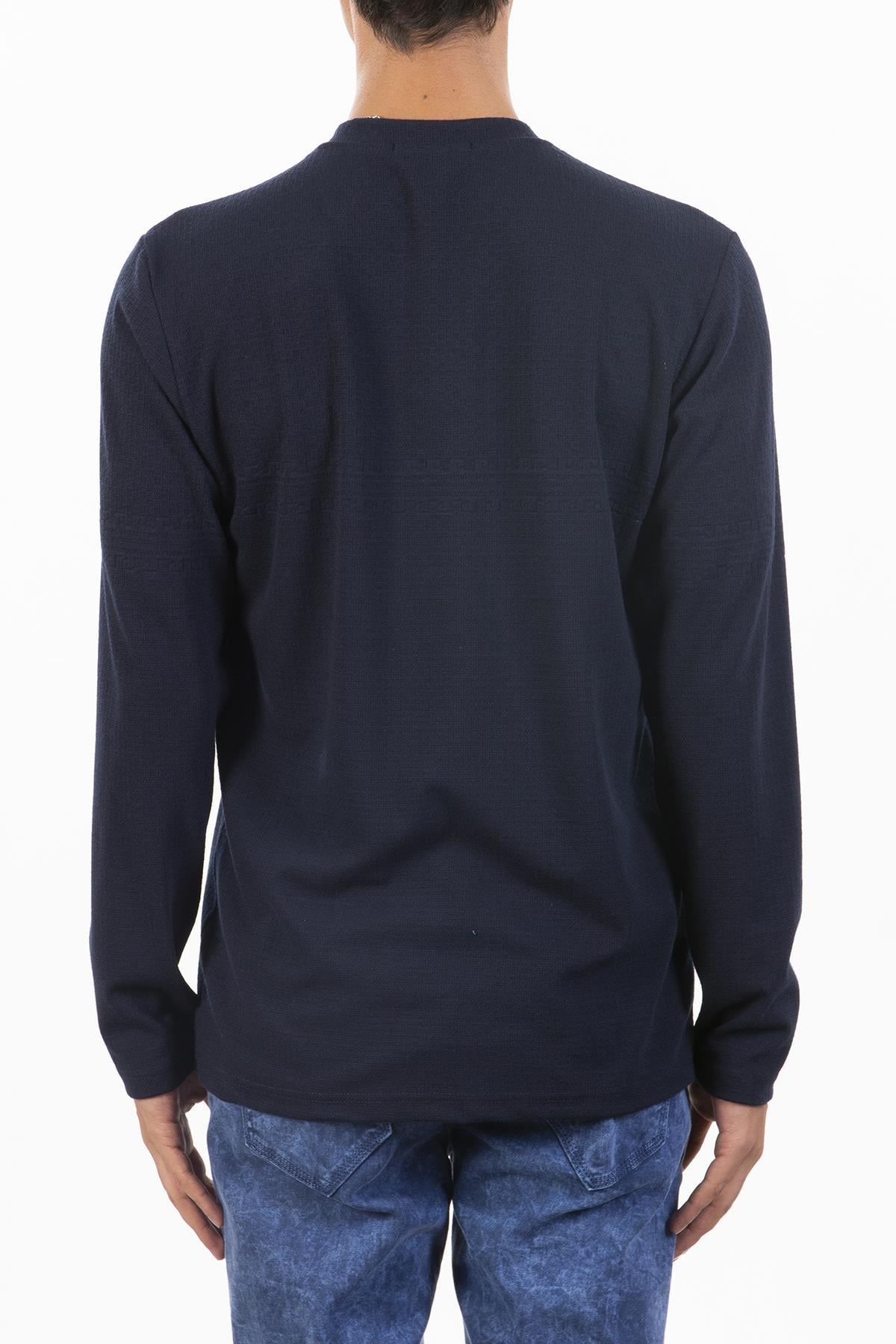 Lacivert Desenli Sweatshirt