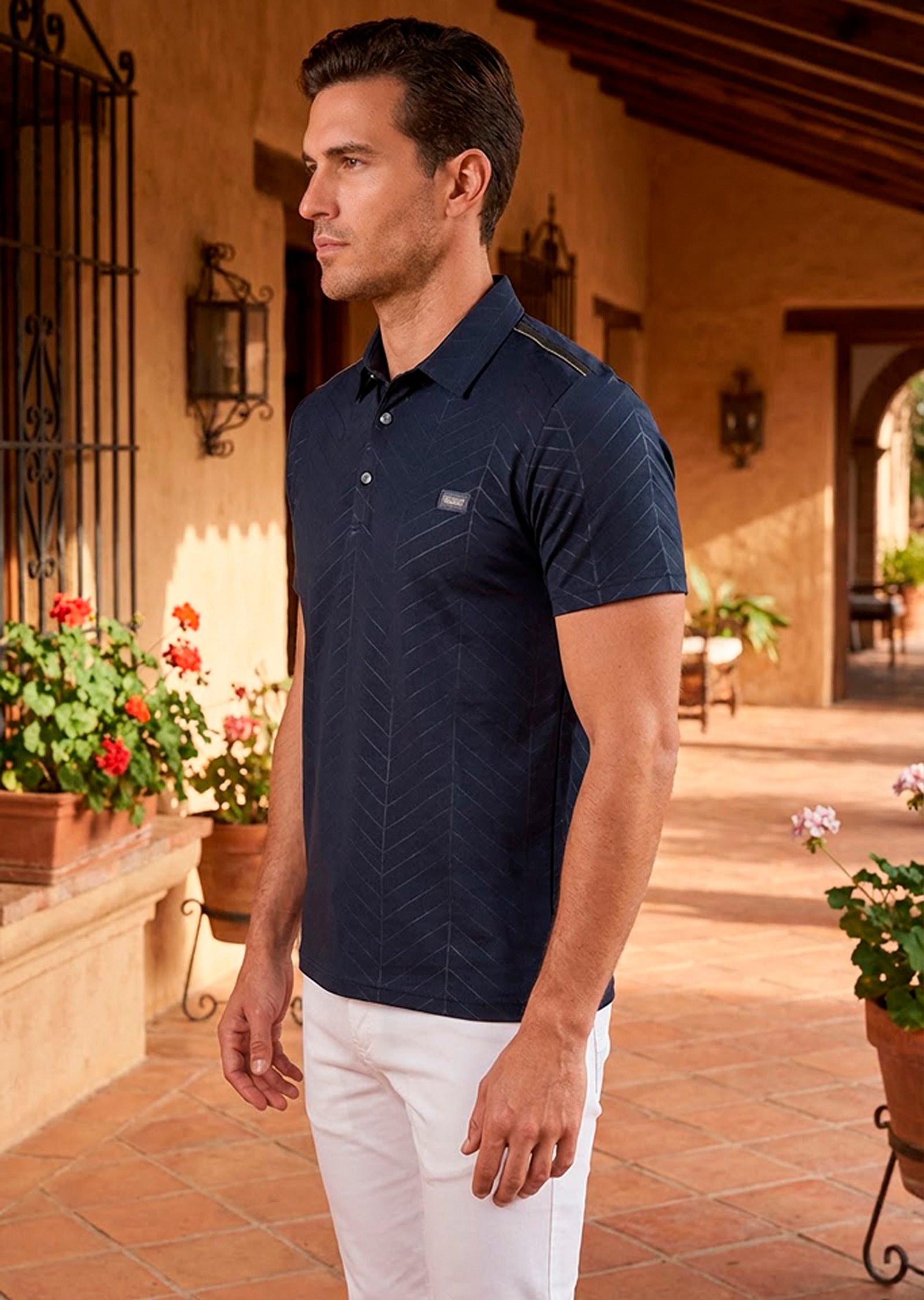 Lacivert Polo Yaka İnterlok Fermuar Detaylı T-Shirt