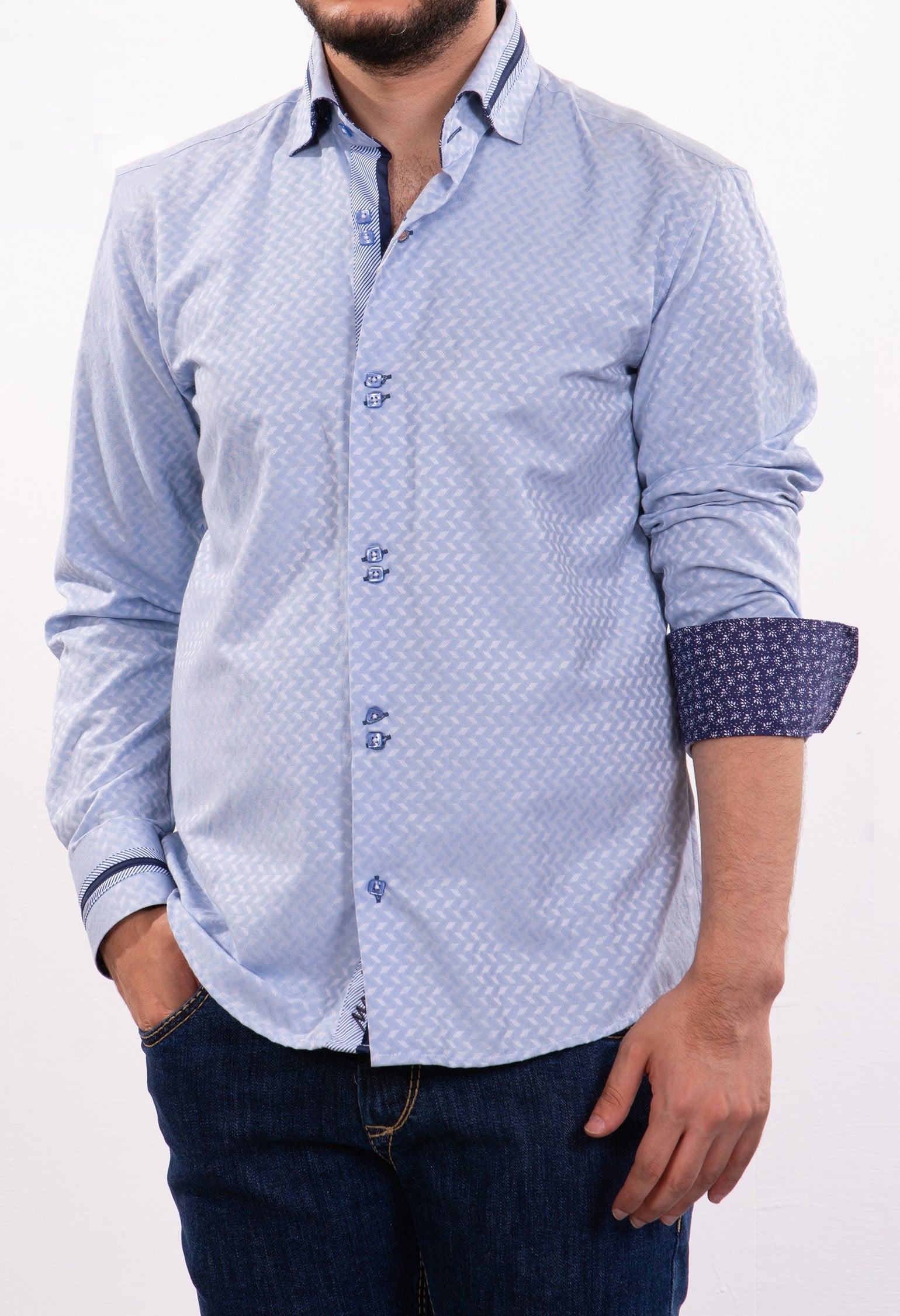 Mavi Desenli Gömlek