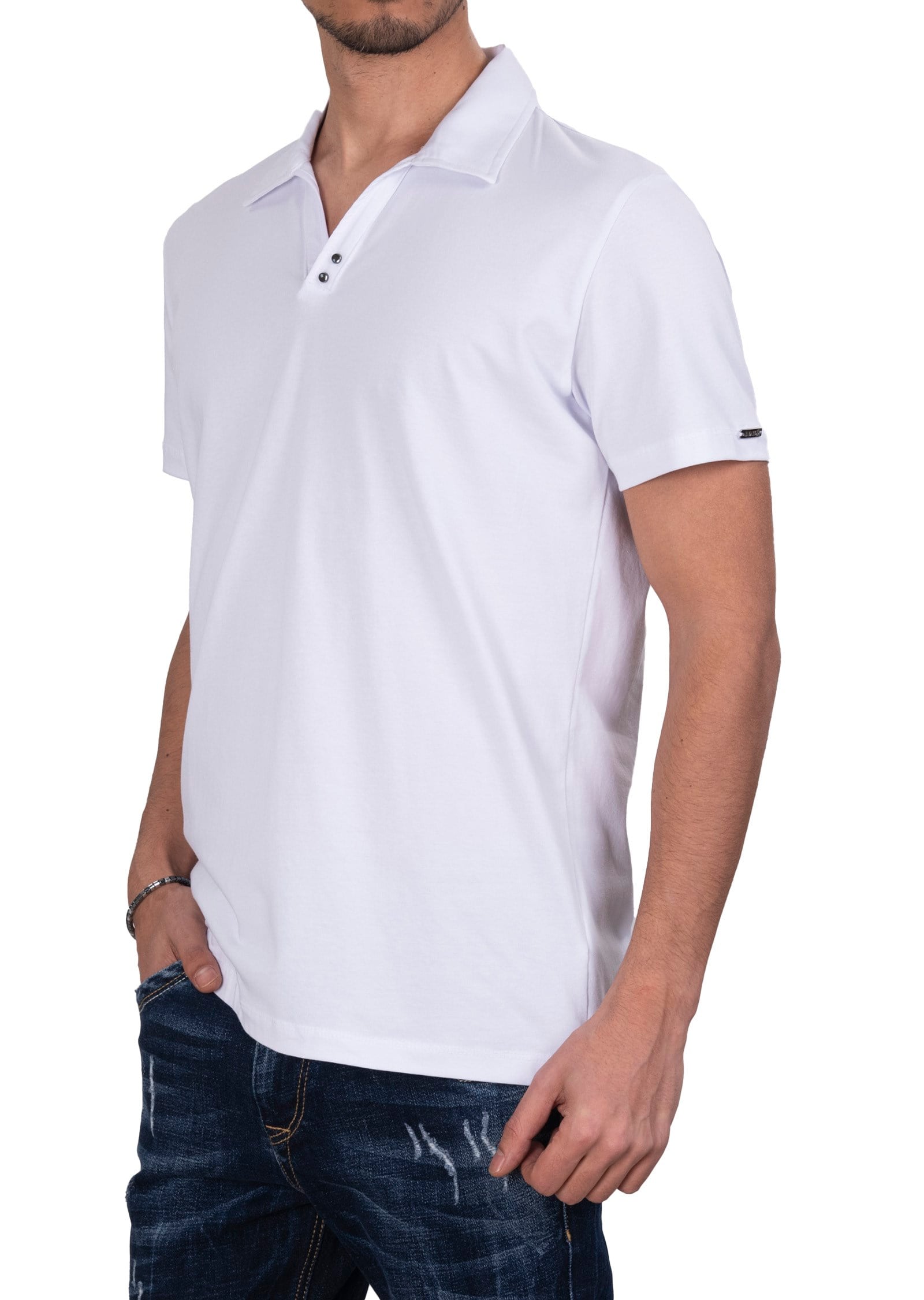 Mondo Beyaz Düğmesiz Polo Yaka T-shirt