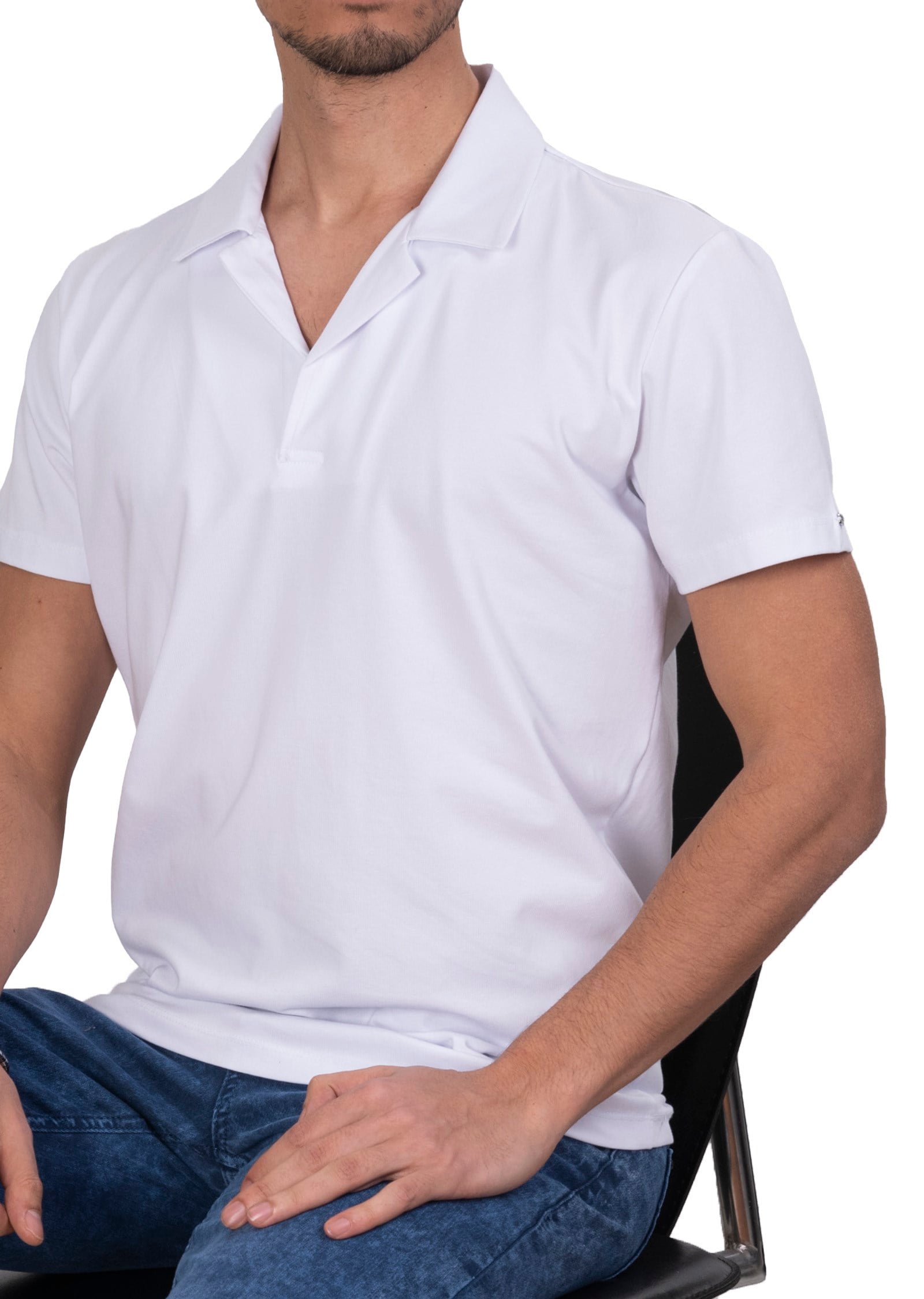 Mondo Beyaz Düğmesiz Polo Yaka T-Shirt