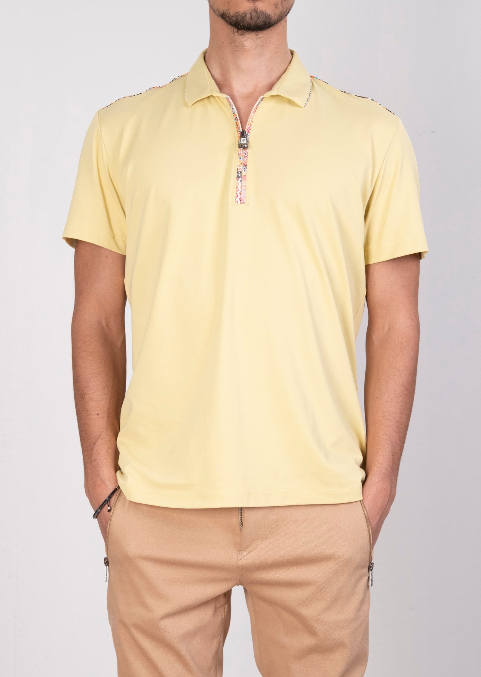 Mondo Fermuarlı Sarı Polo Yaka T-Shirt