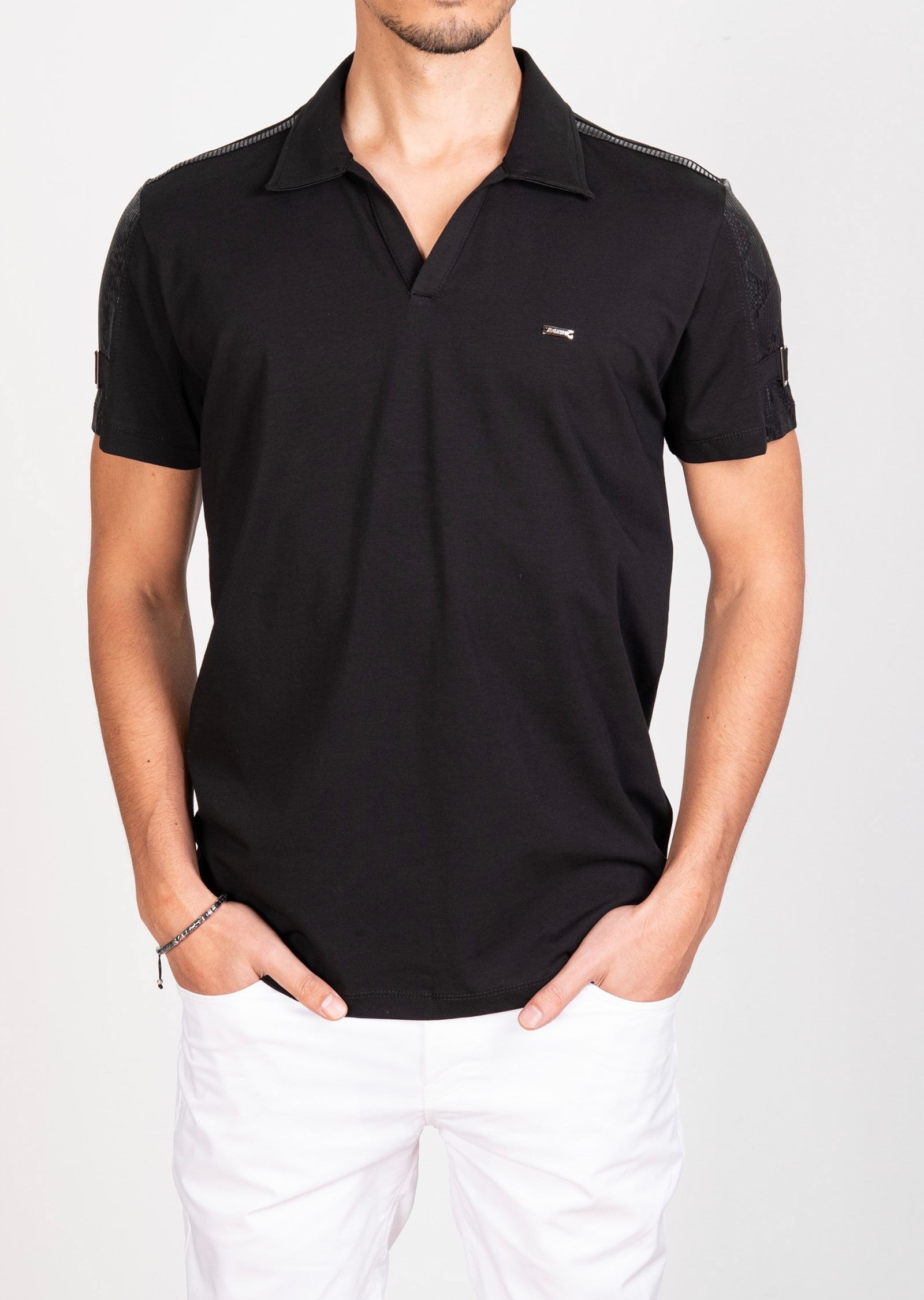 Mondo Gümüş Metal Detaylı Garnili Polo Yaka T-shirt