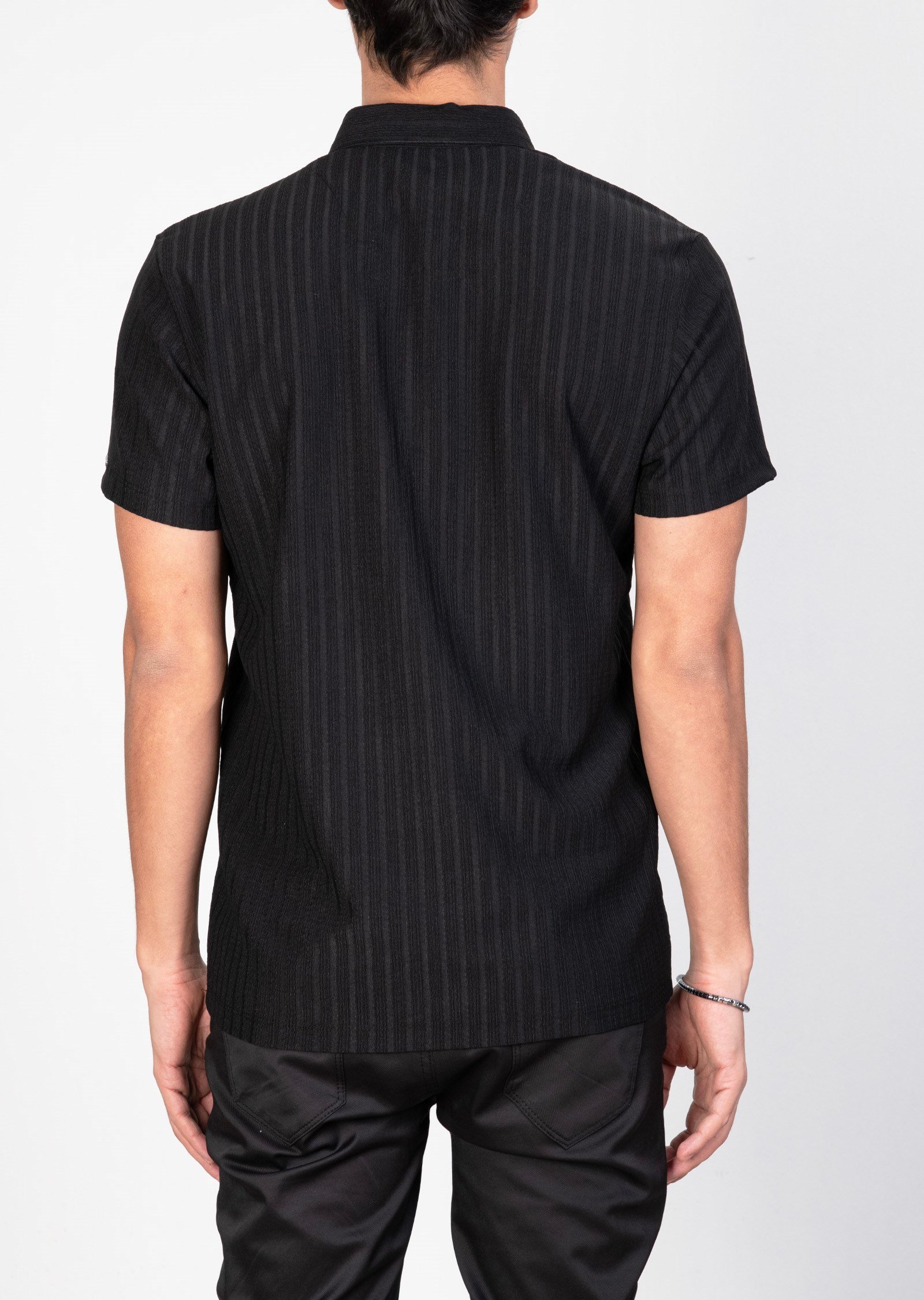 Mondo Jakarlı Siyah Polo Yaka T-Shirt