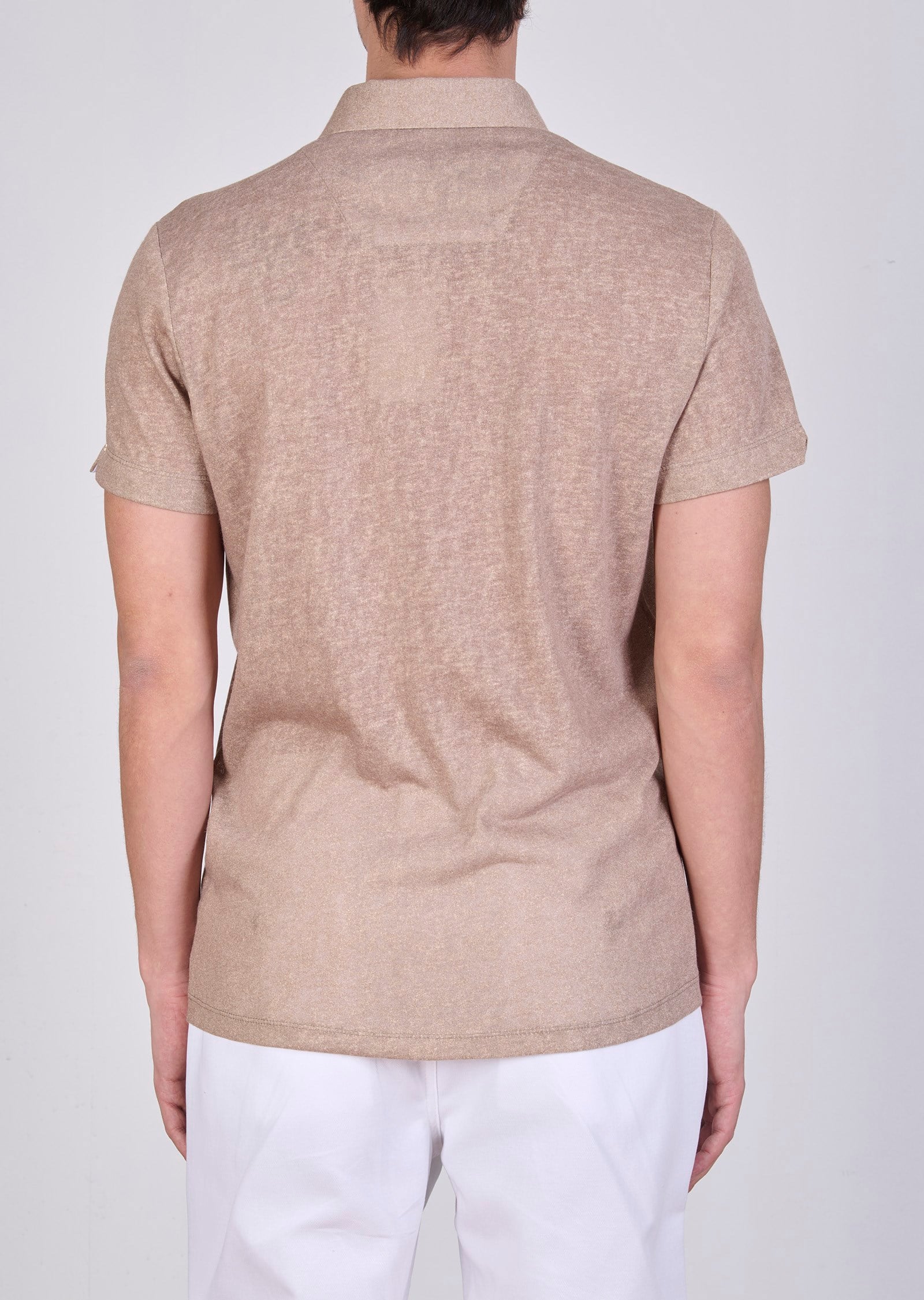 Mondo Kol Desen Detaylı Bej Polo Yaka T-Shirt