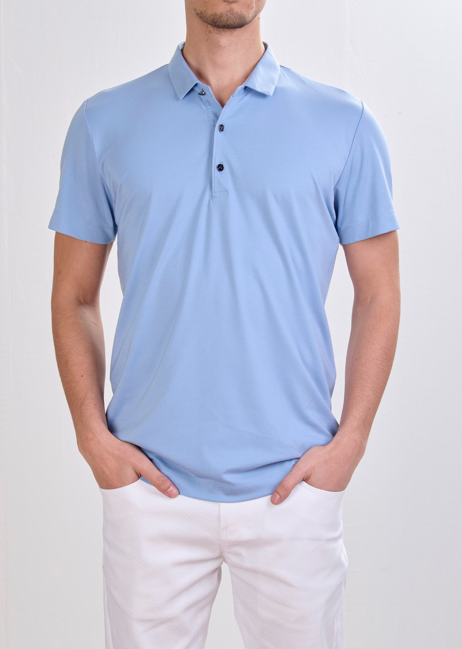 Mondo Metal Logo Detaylı Mavi Polo Yaka T-Shirt