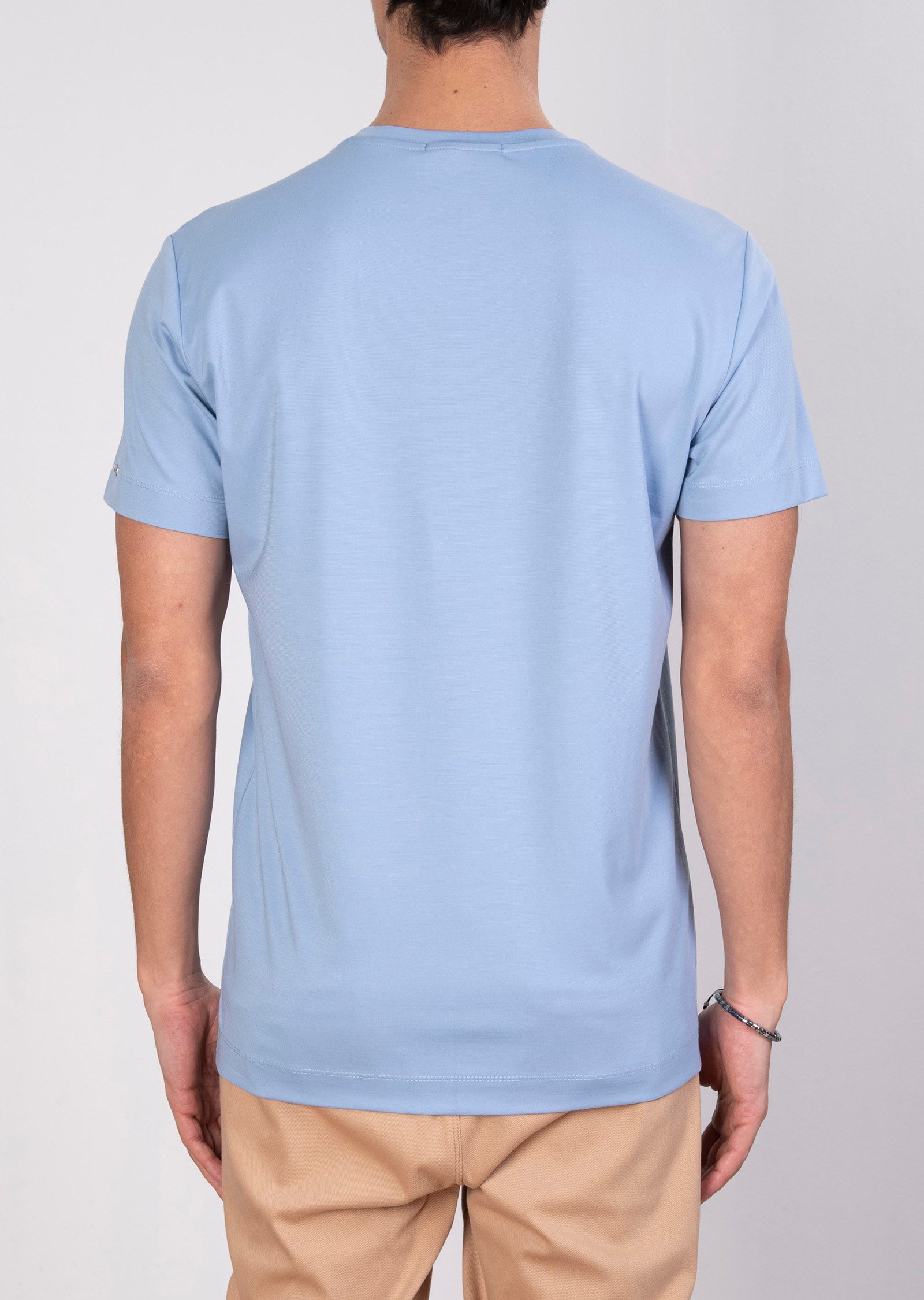 Mondo Pamuklu Mavi Bisiklet Yaka T-Shirt