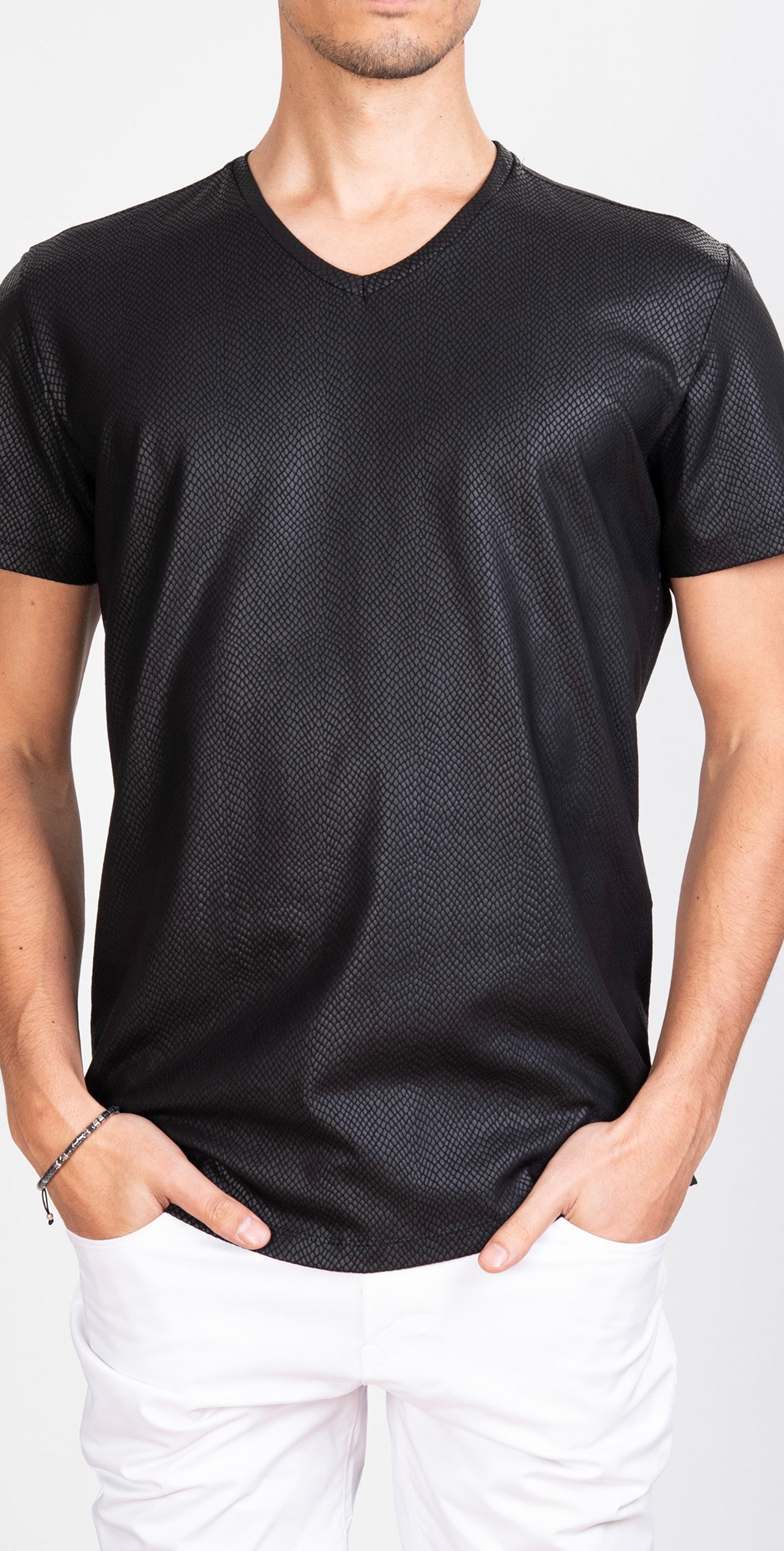 Mondo Yılan Derisi Baskılı Siyah T-Shirt
