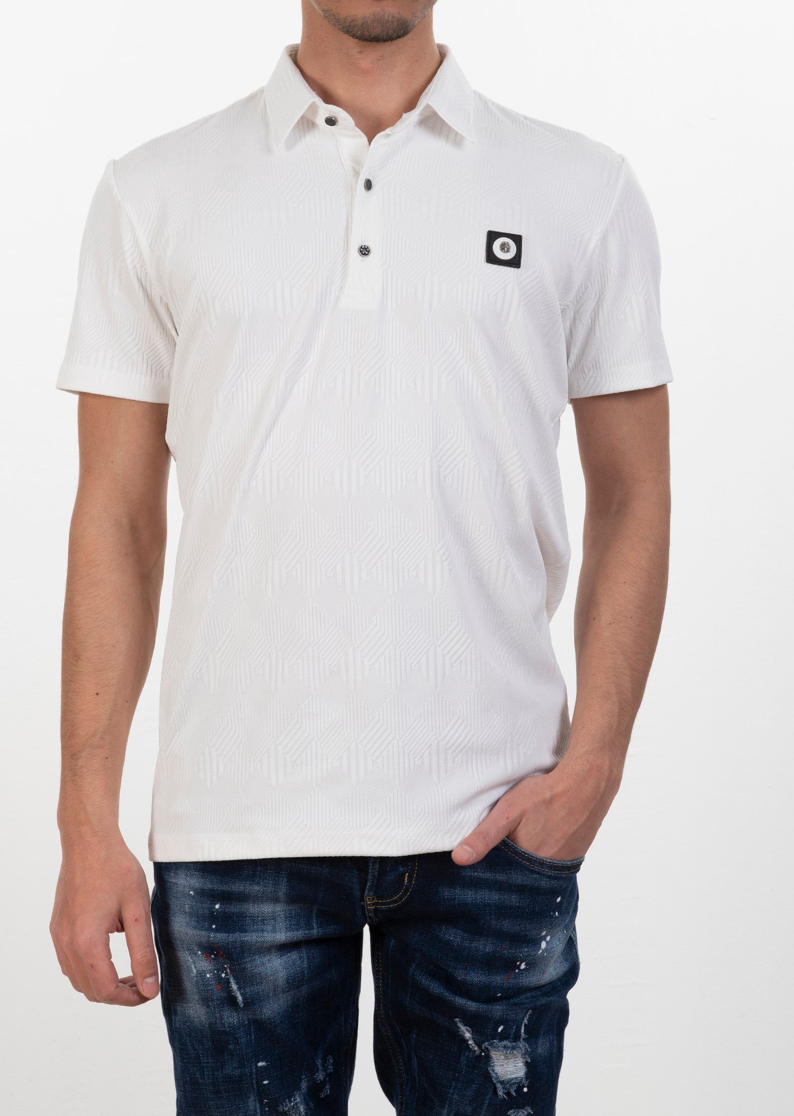 Polo Yaka Jakarlı T-Shirt