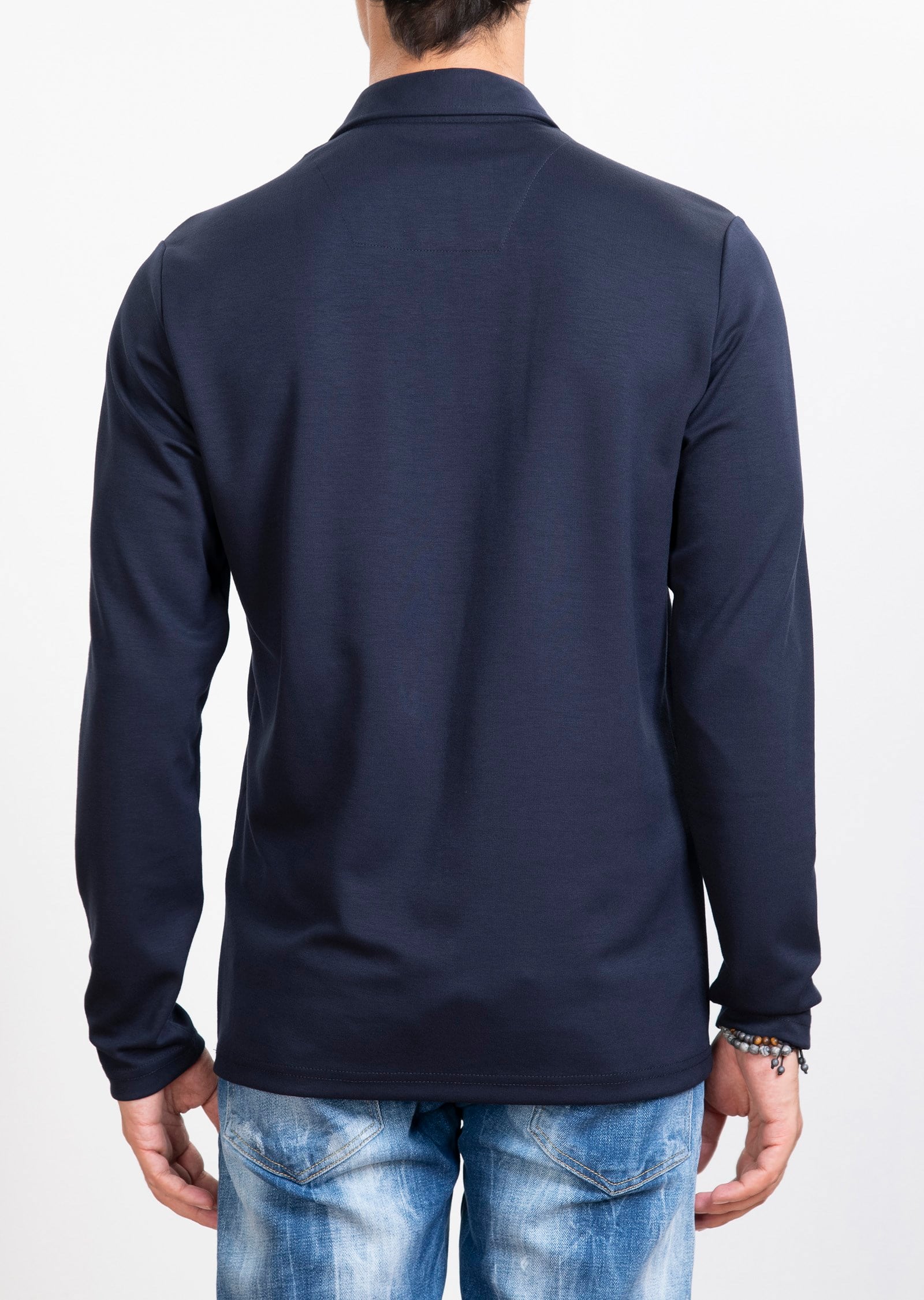 Polo Yaka Lacivert Sweatshirt