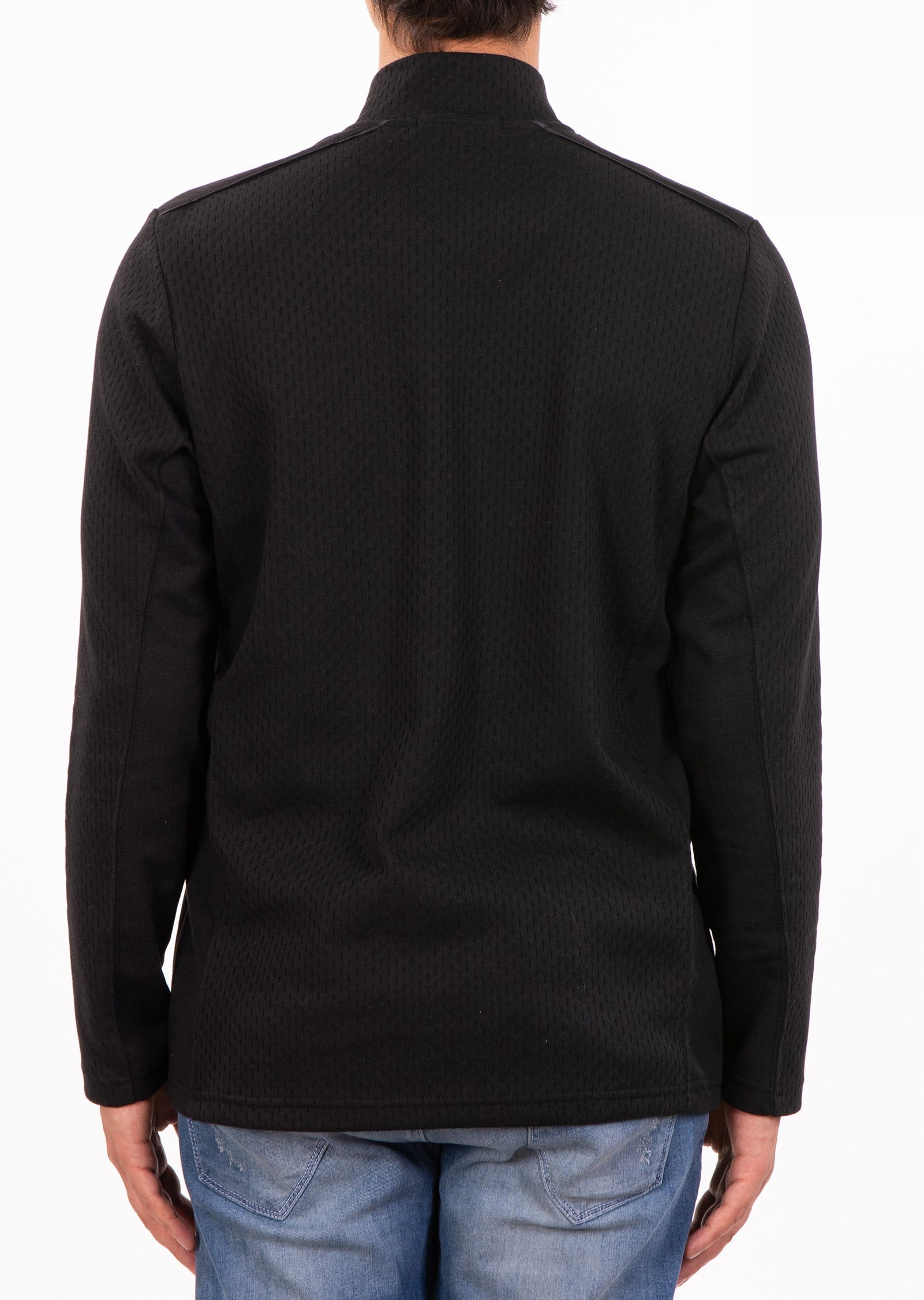 Siyah Dik Yaka Fermuarlı Sweatshirt